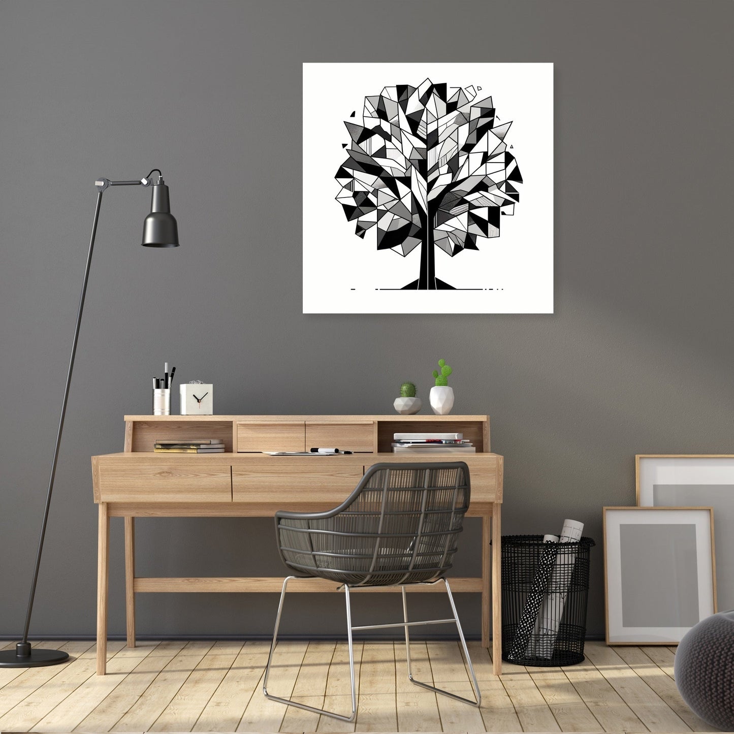 Cubist Tree Silhouette Canvas