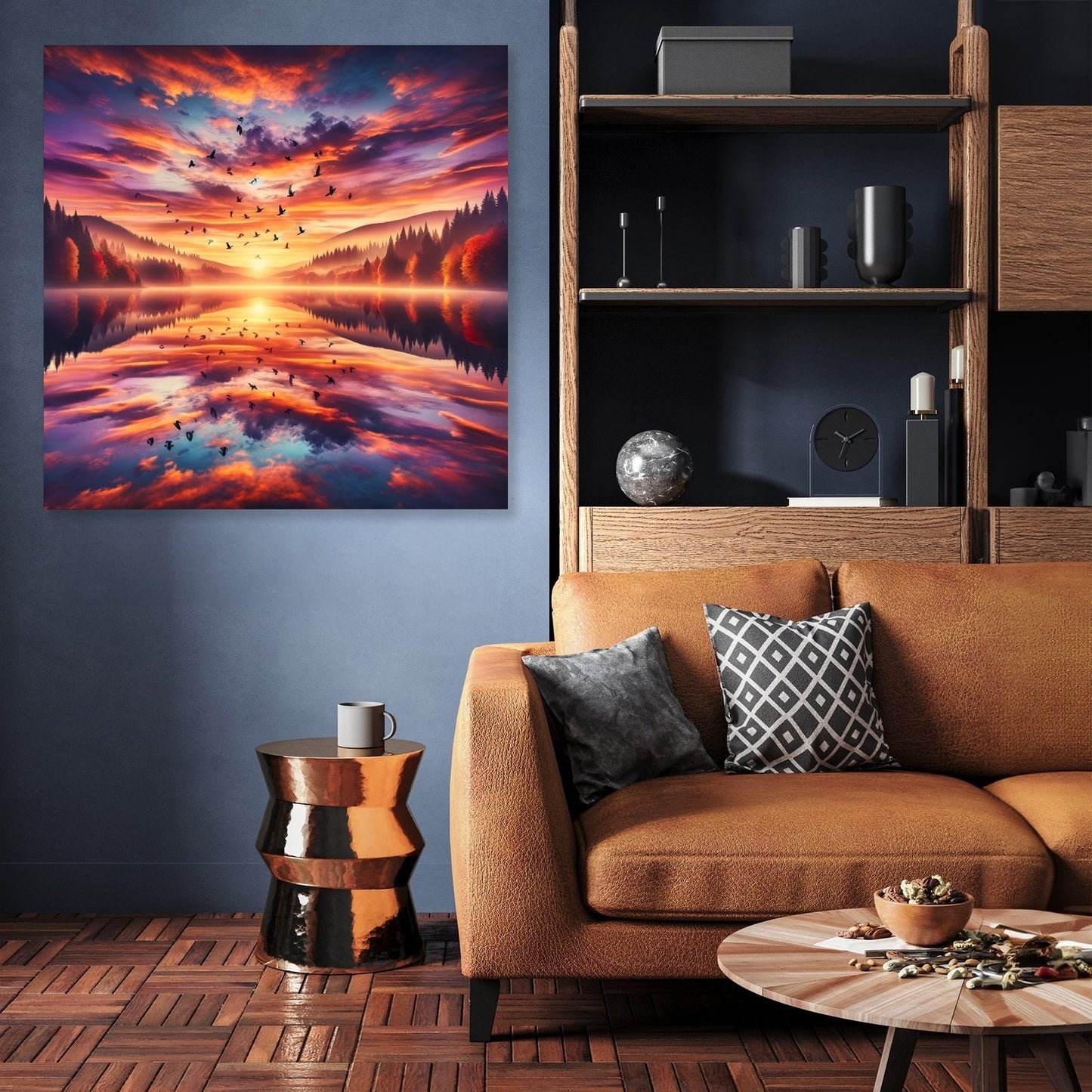 Autumn Lake Sunset Canvas