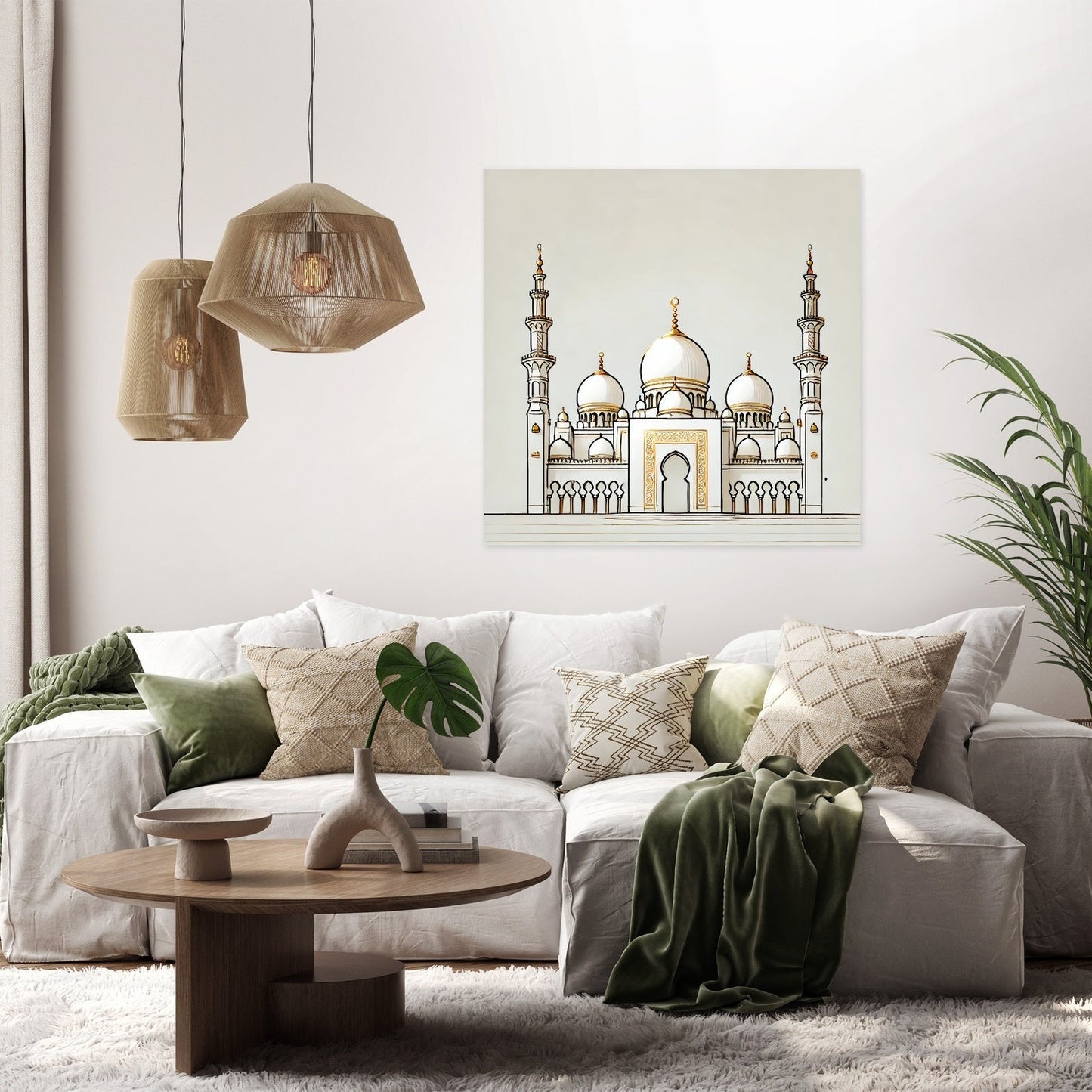 Golden Accents Islamic Temple Canvas