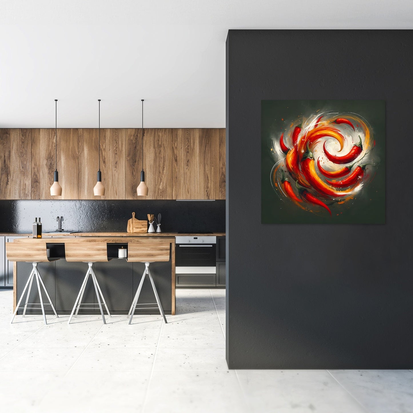 Fiery Pepper Swirls Canvas