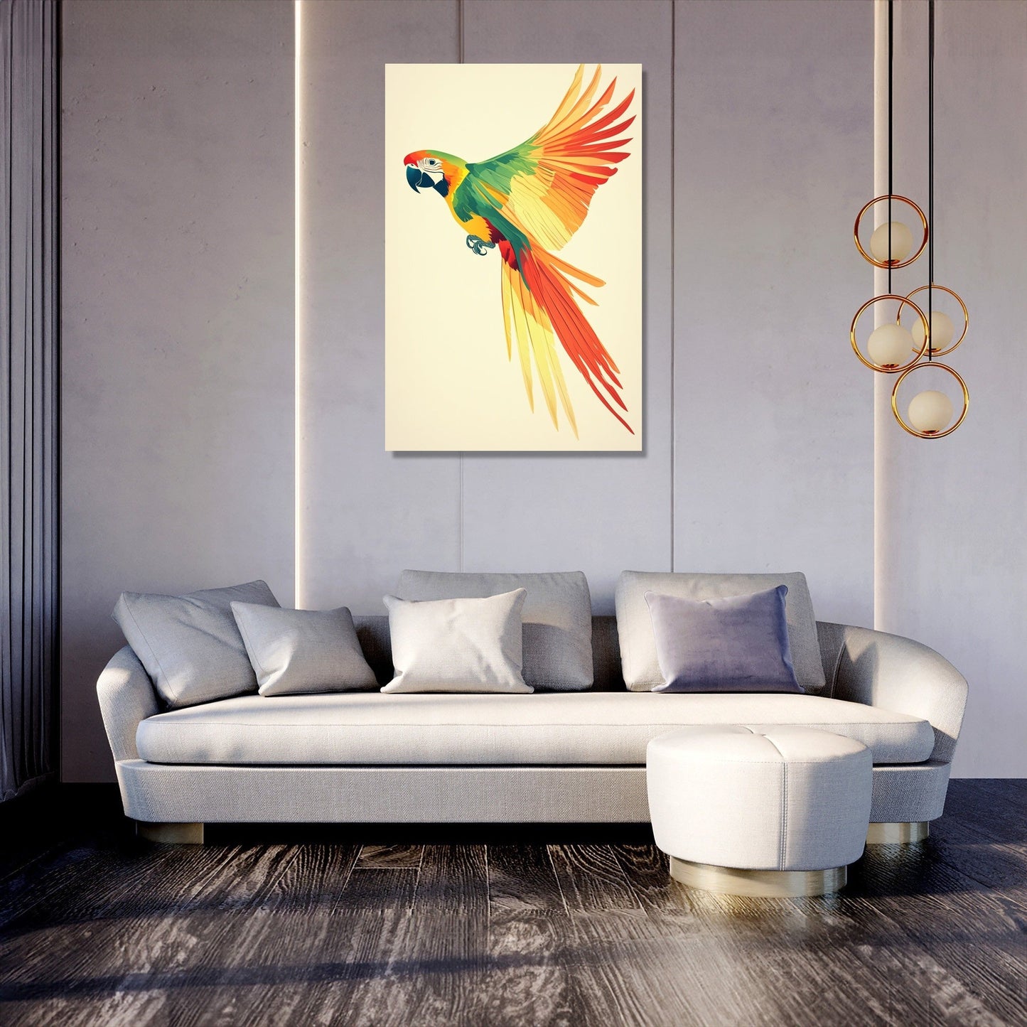 Vibrant Parrot Flight Canvas
