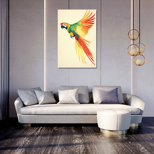 Vibrant Parrot Flight Canvas