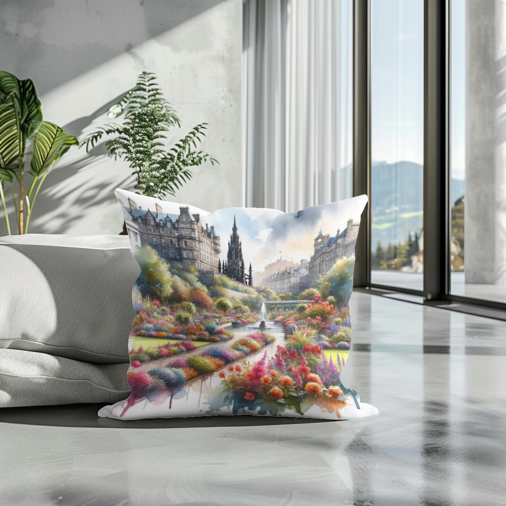 Edinburgh Princes Street Gardens Bloom Cotton Cushion