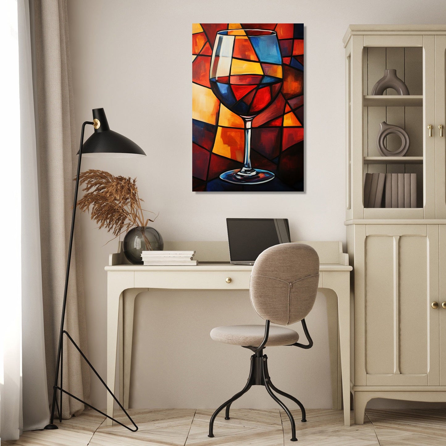 Geometric Wine Glass Canvas