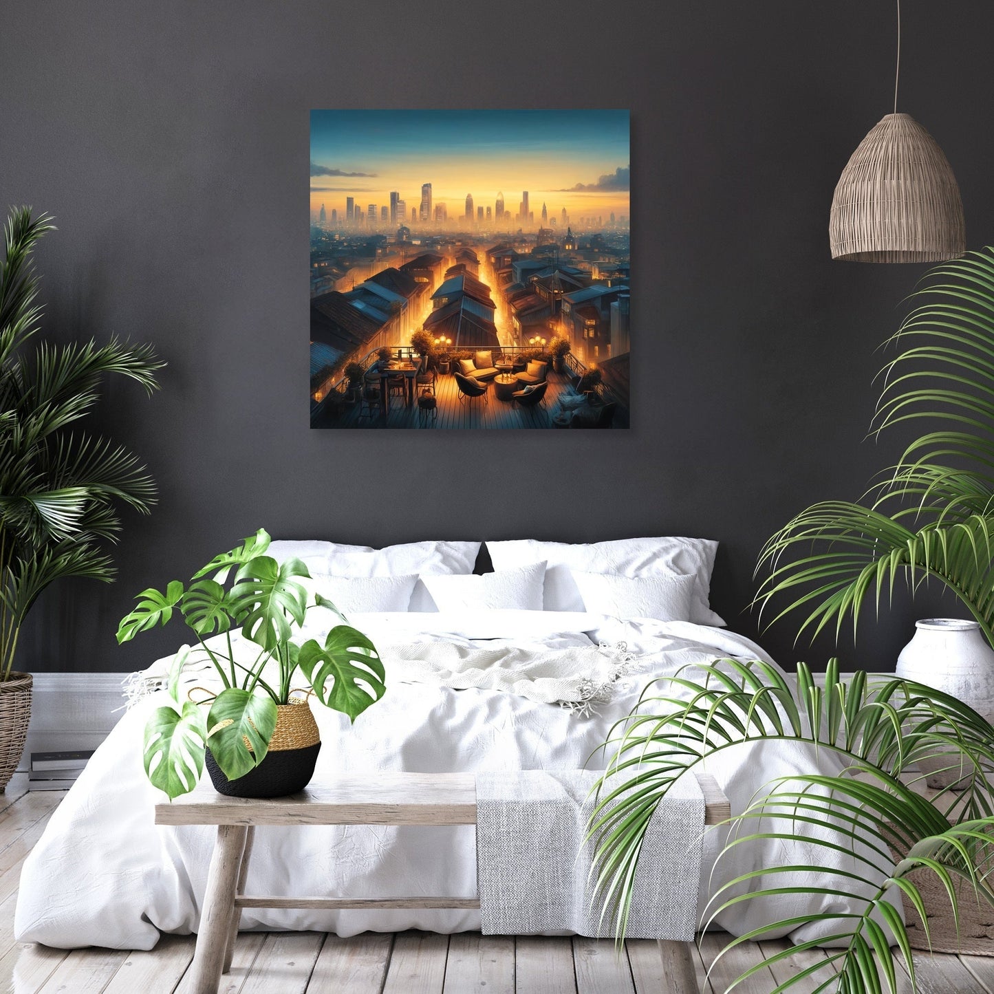 Dusk Over Rooftops Canvas