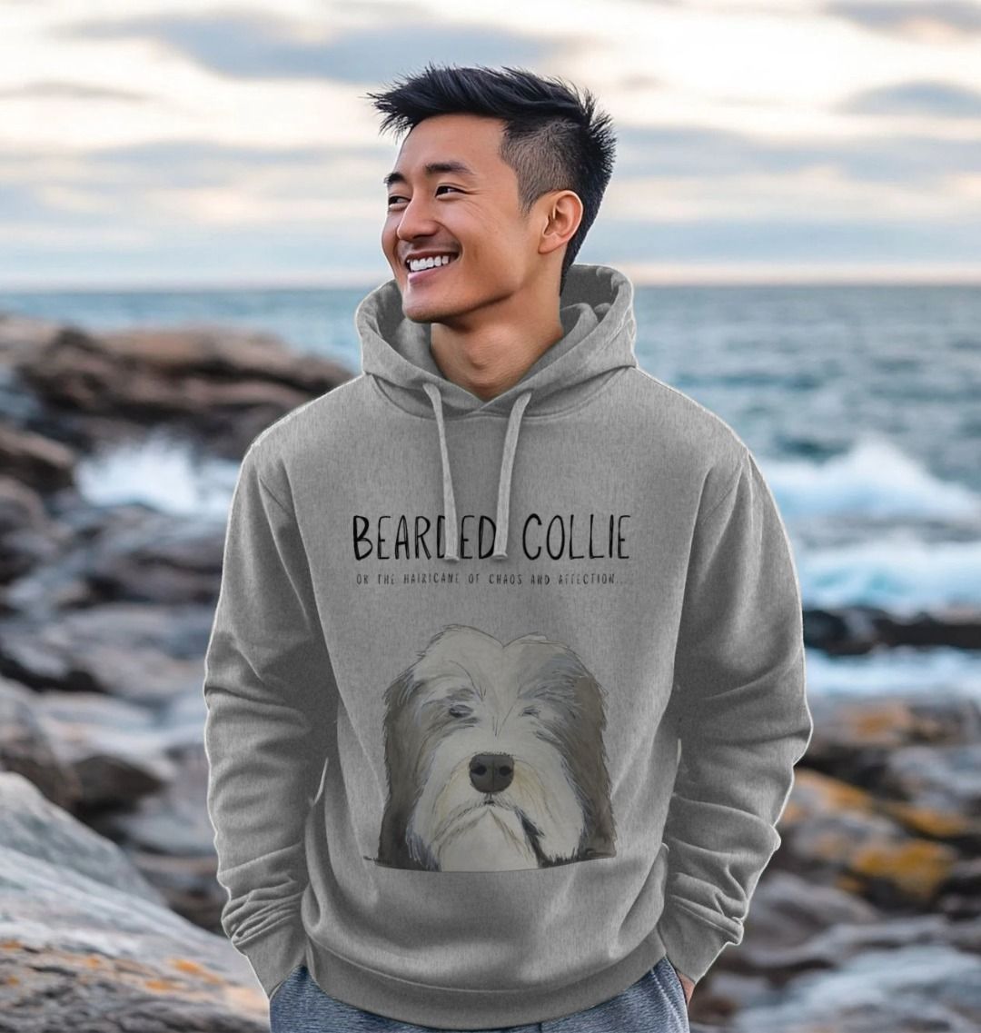 Unleash the Hairicane: Bearded Collie Men’s Hoodie