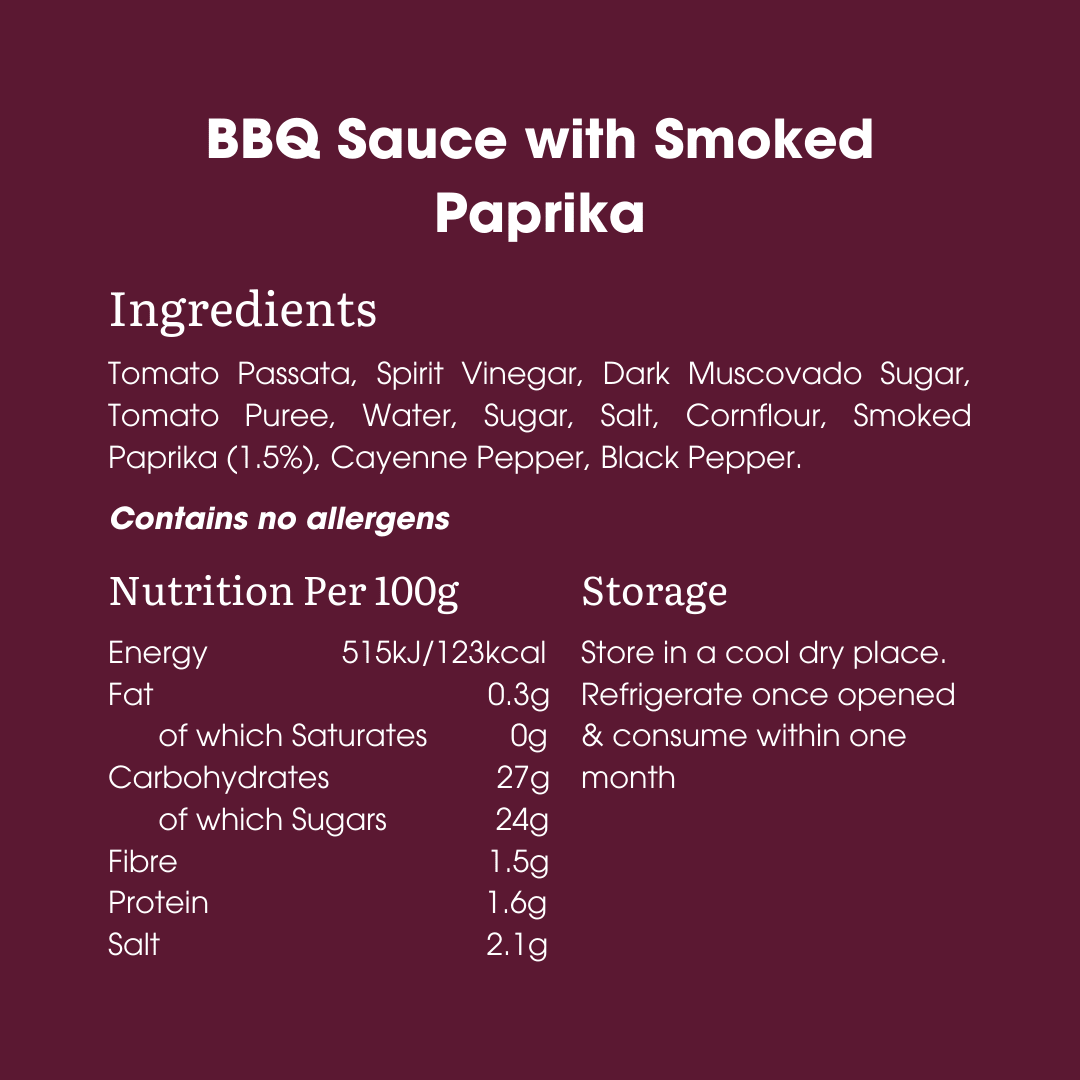 BBQ Sauce with Smoked Paprika 275g – Low FODMAP & Vegan
