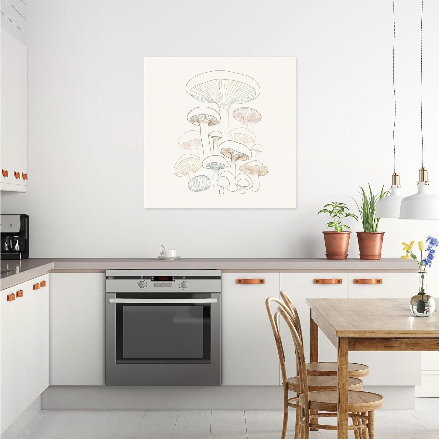 Minimalist Mushroom Medley Canvas