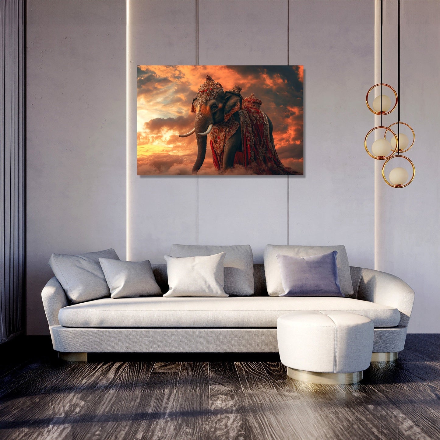 Majestic Sunset Elephant Canvas