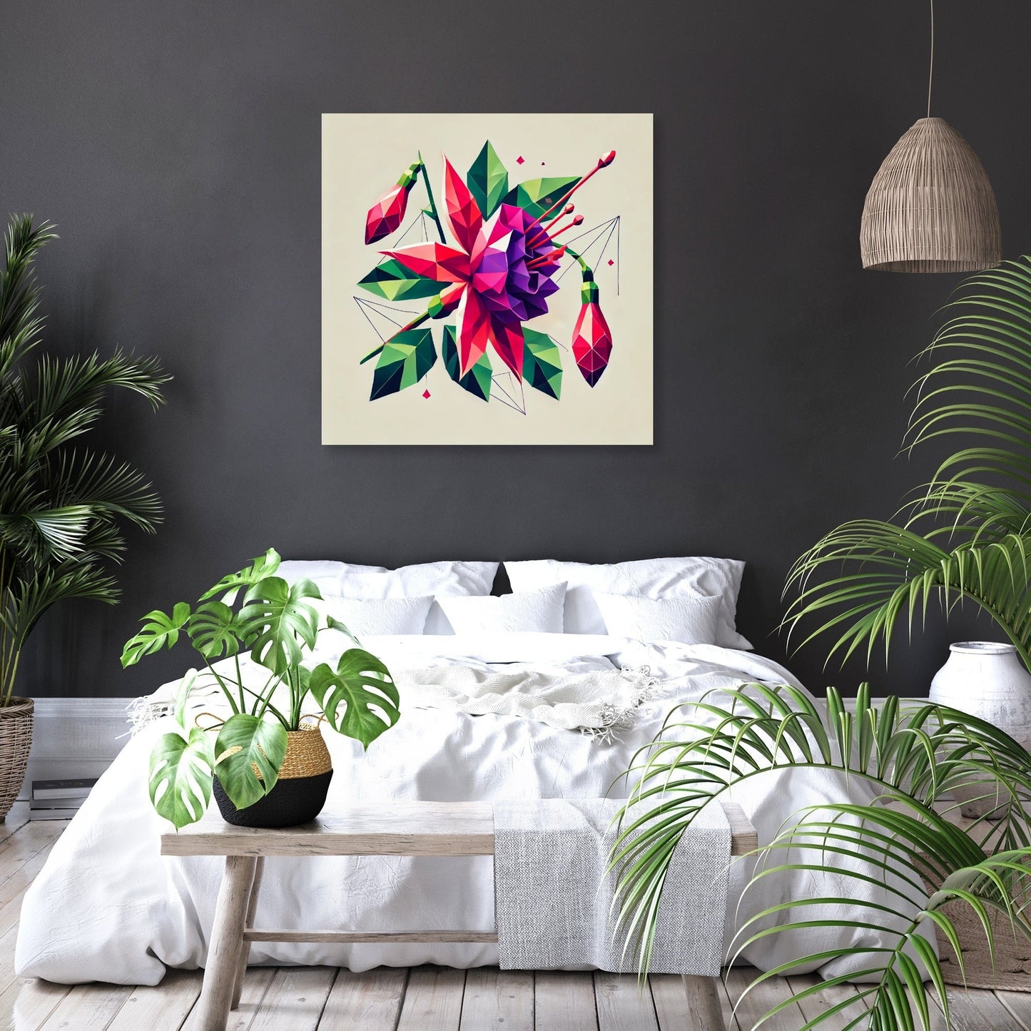 Geometric Fuchsia Blossom Canvas