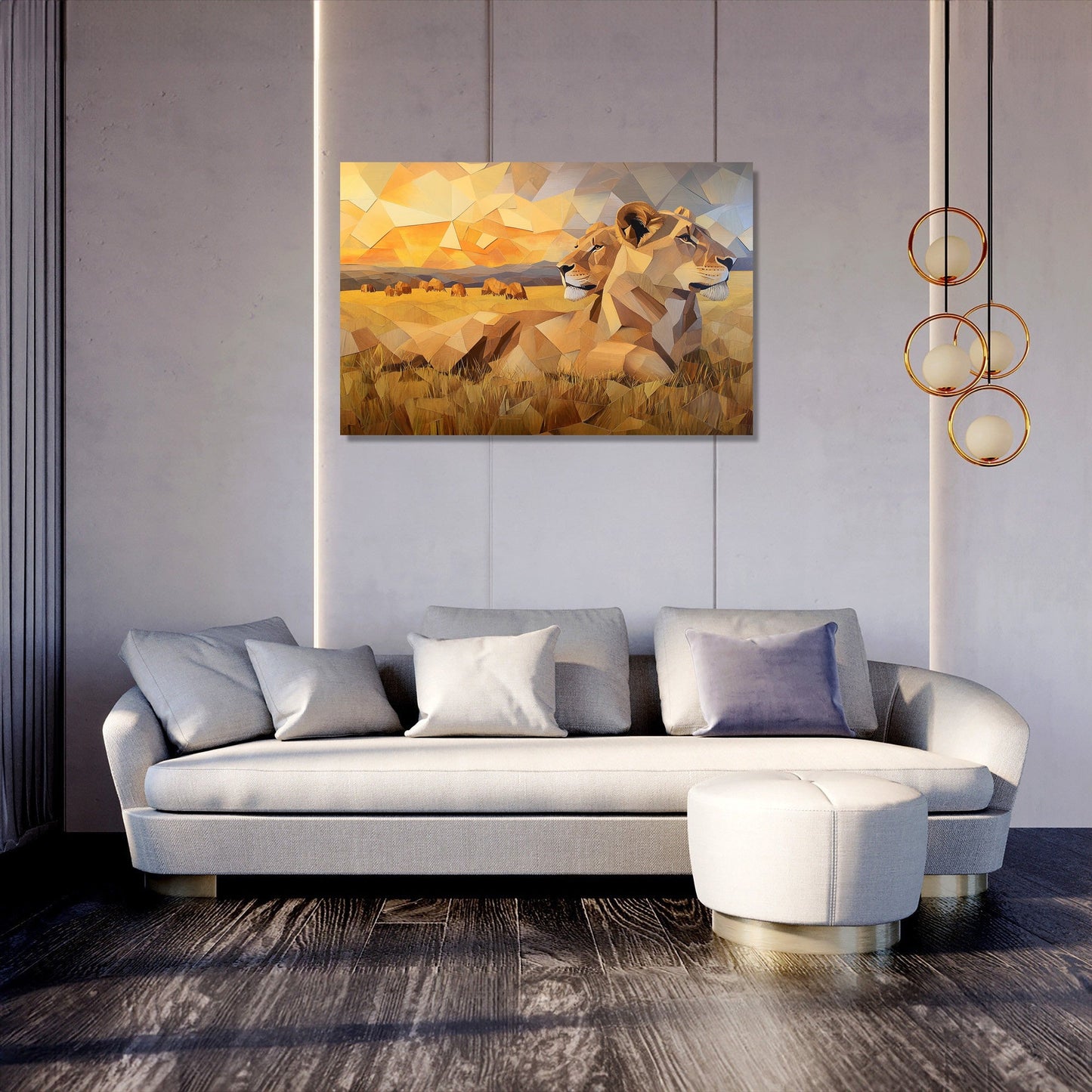Geometric Lions Canvas