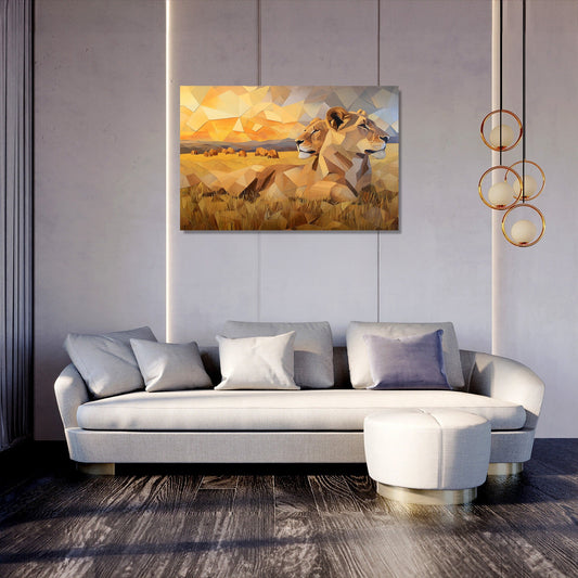 Geometric Lions Canvas
