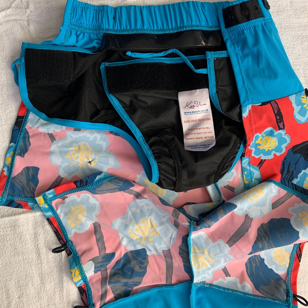 Boy's Wrap Swim Shorts - Floral Blue