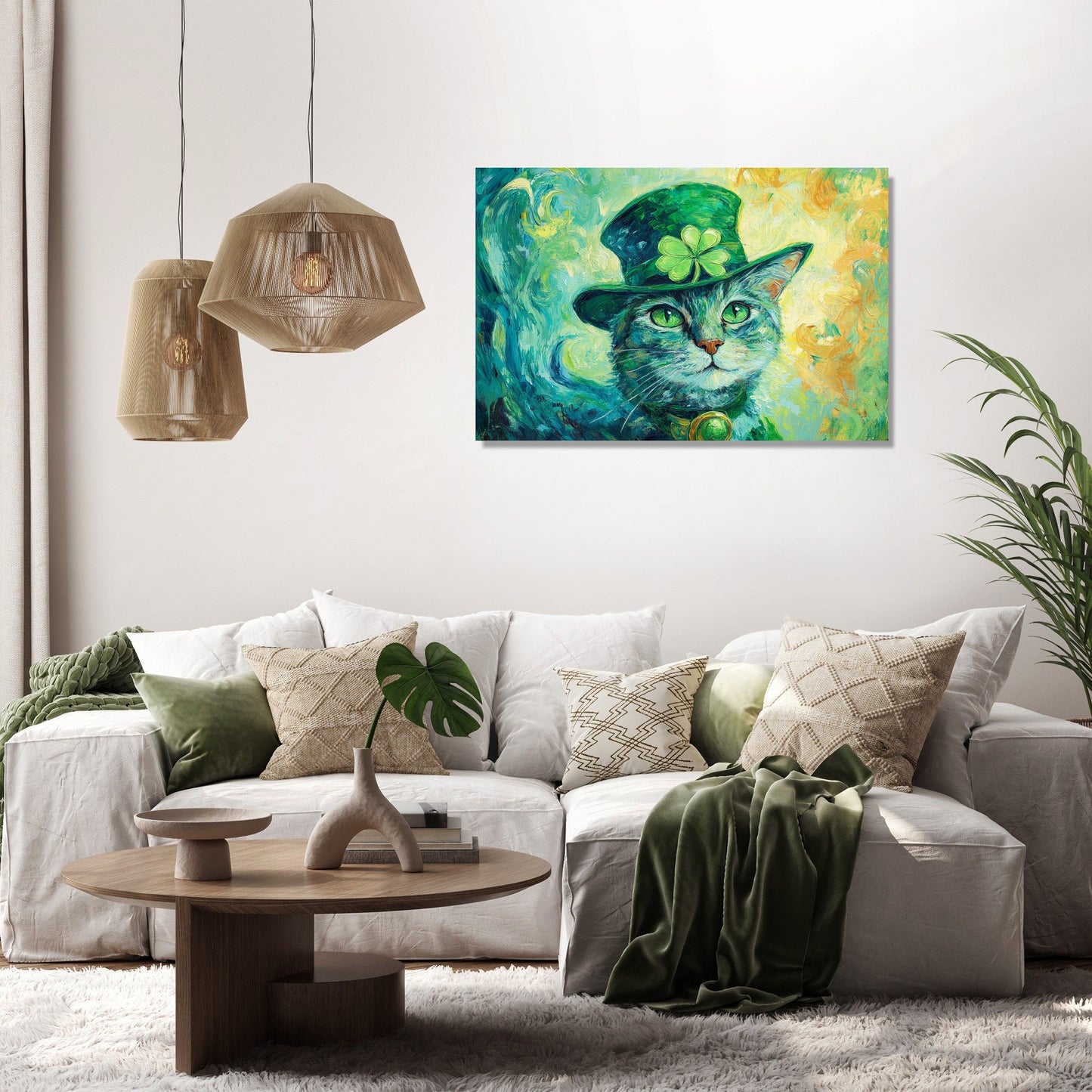 Lucky Leprechaun Cat Canvas