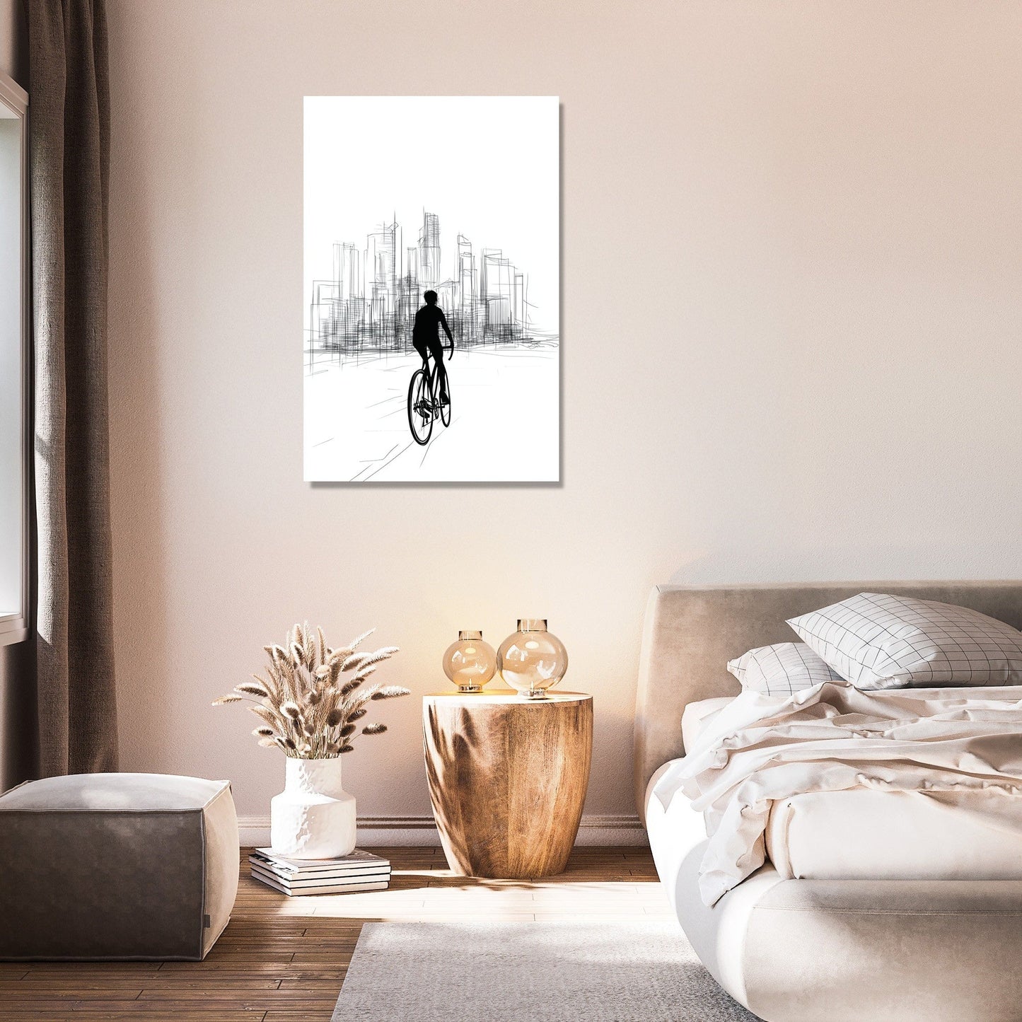 Cyclist in City Canvas