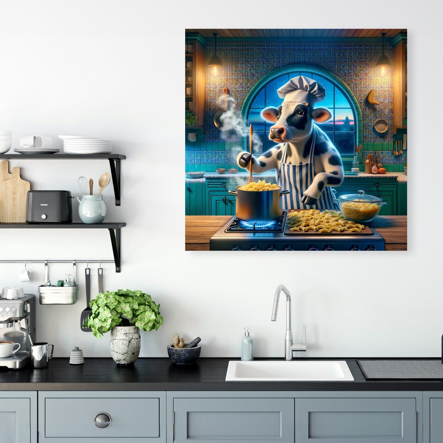 Pasta Chef Cow Canvas