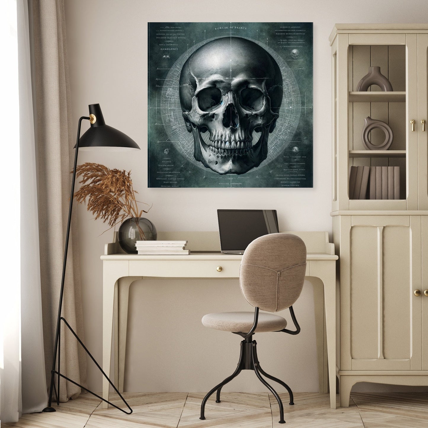 Scientific Illustration Skull Canvas