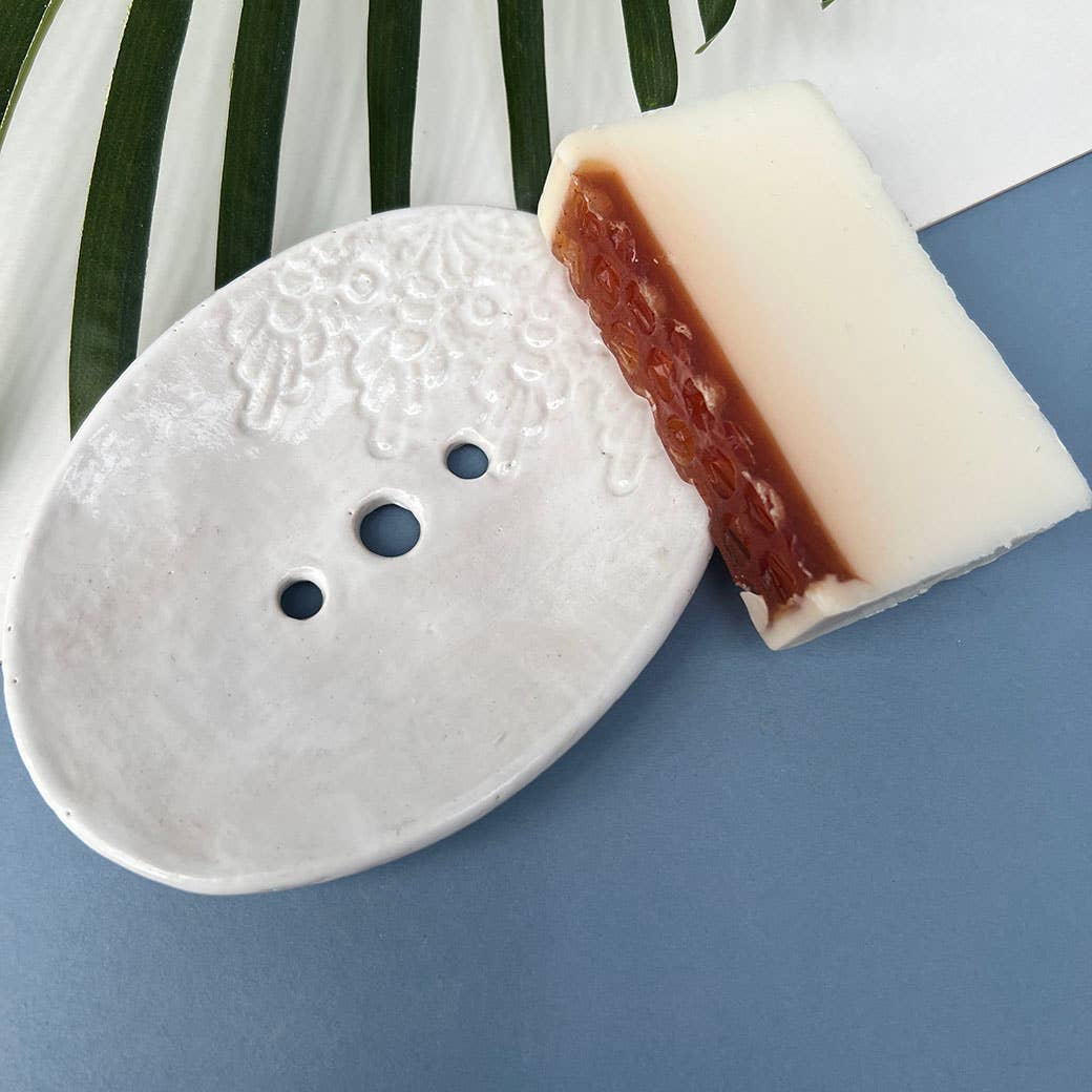 Ceramic Soap Dish With Lace Detail