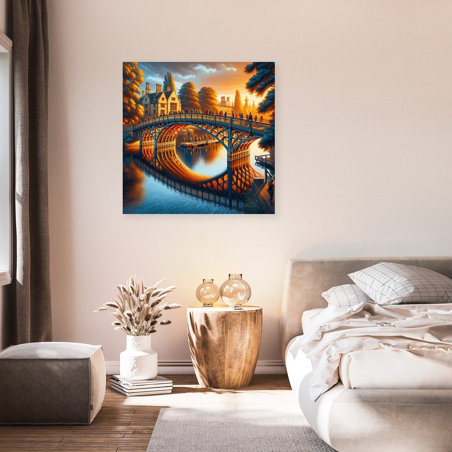 Cambridge Sunset Serenity at Mathematical Bridge Canvas