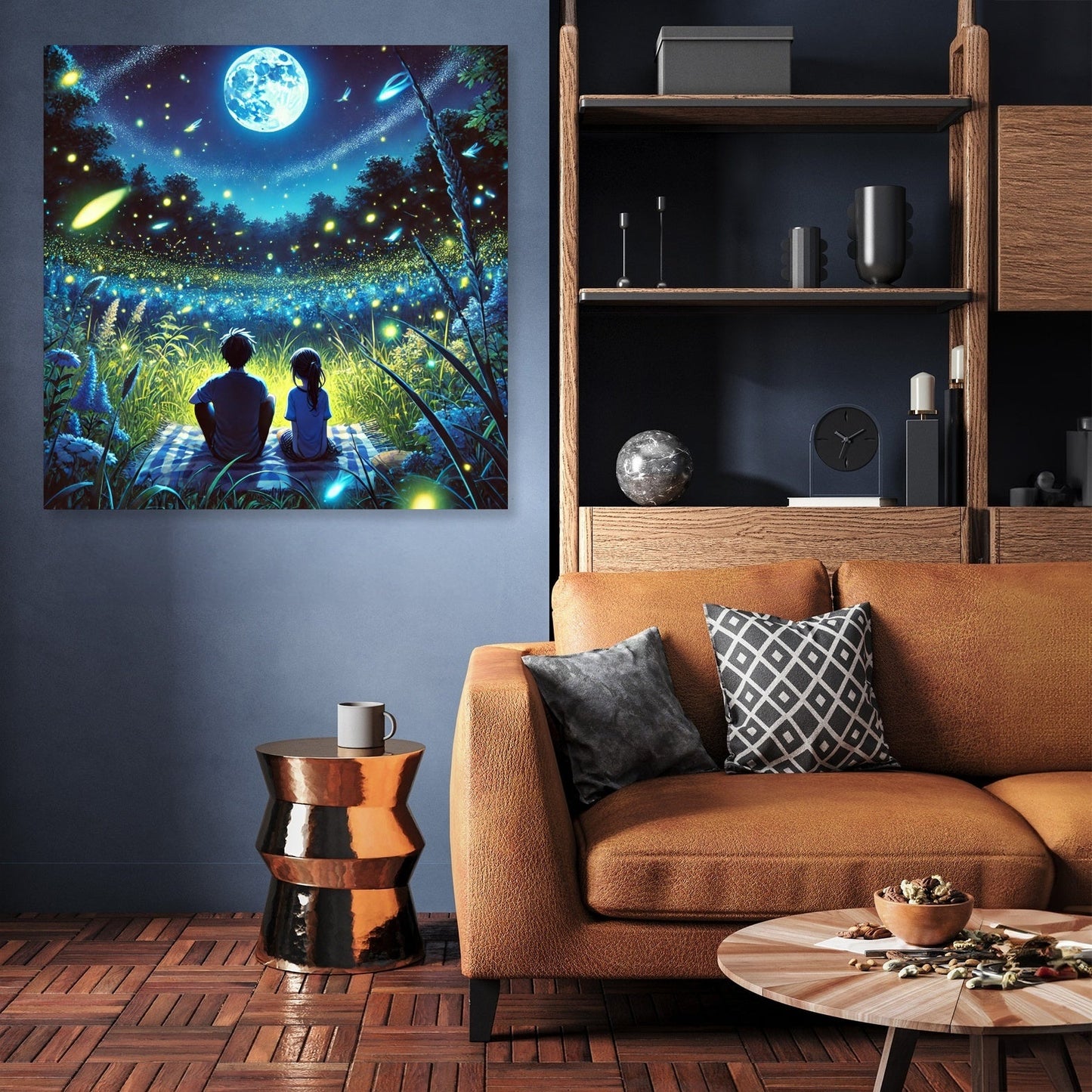 Firefly Meadow Night Canvas