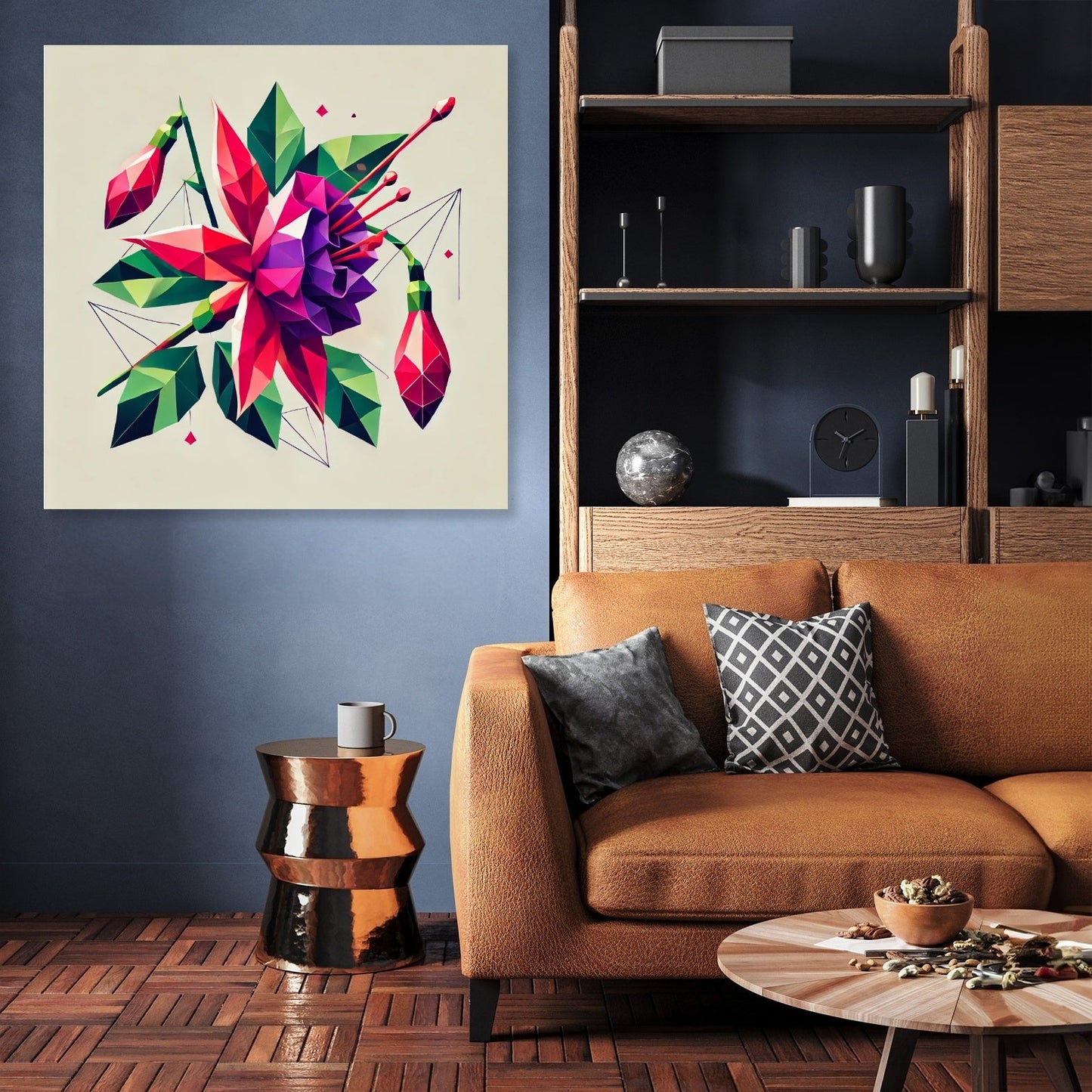 Geometric Fuchsia Blossom Canvas