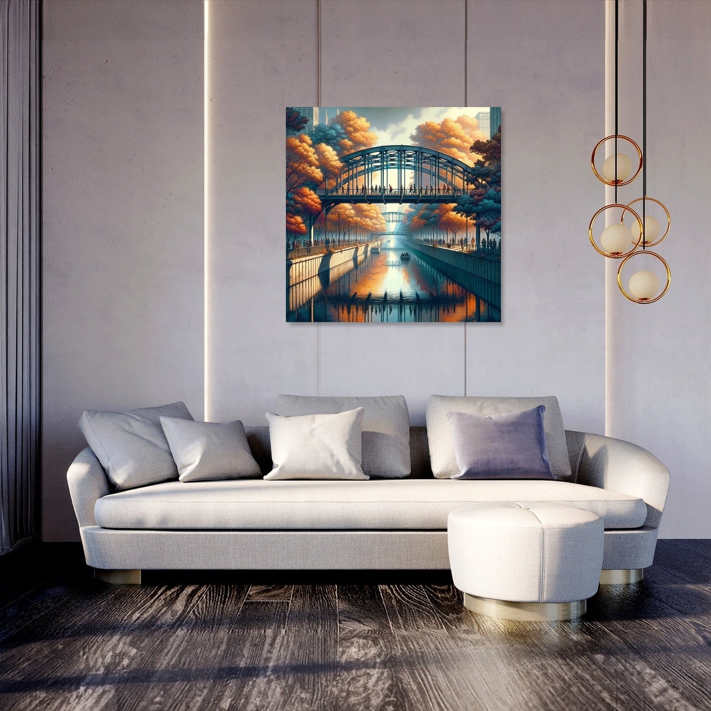 Autumn Urban Bridge Canvas