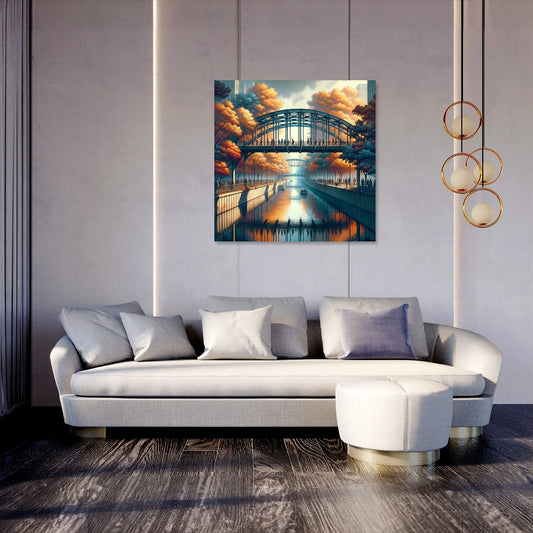Autumn Urban Bridge Canvas