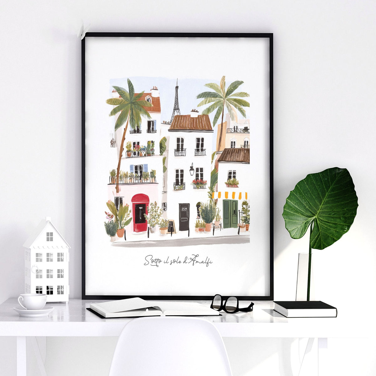 Beach Painting Amalfi Coast Watercolour "Sotto il sole d'Amalfi" Mediterranean Wall Art Prints | Set of 3