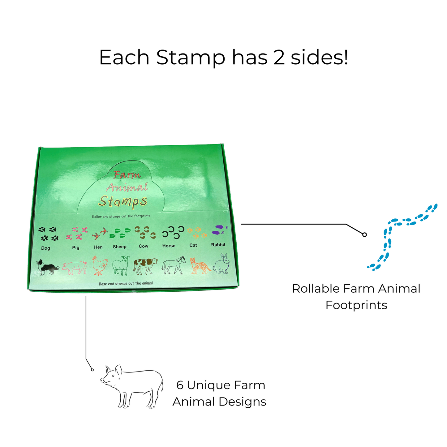 Double Sided Self Inking Farm Animal Stamper with Roller (single)