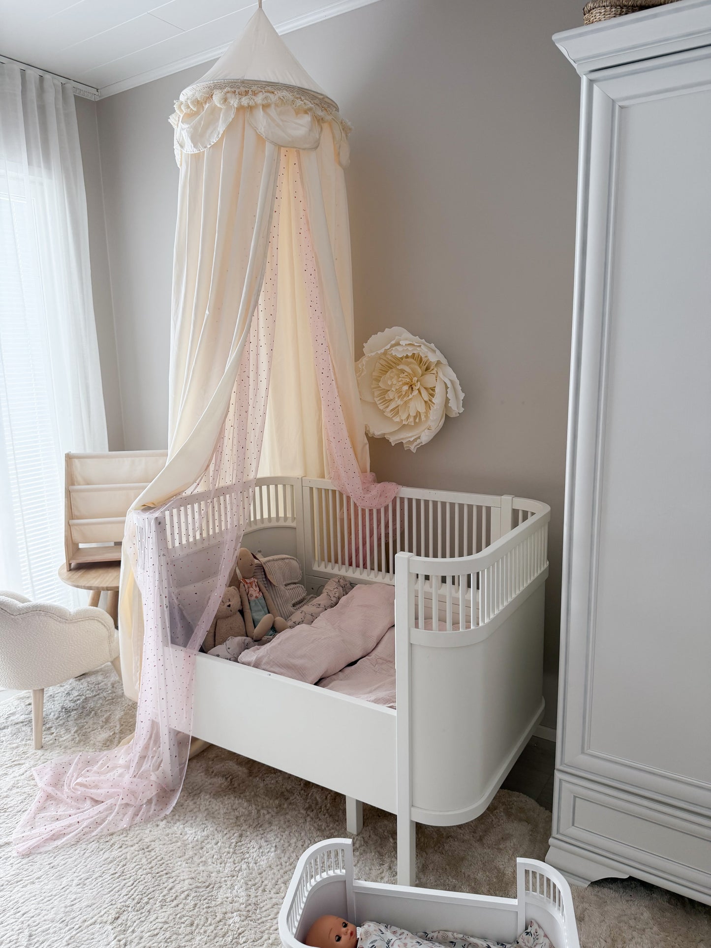 MINICAMP Kids Bed Canopy with Tulle & Tassels in Cream