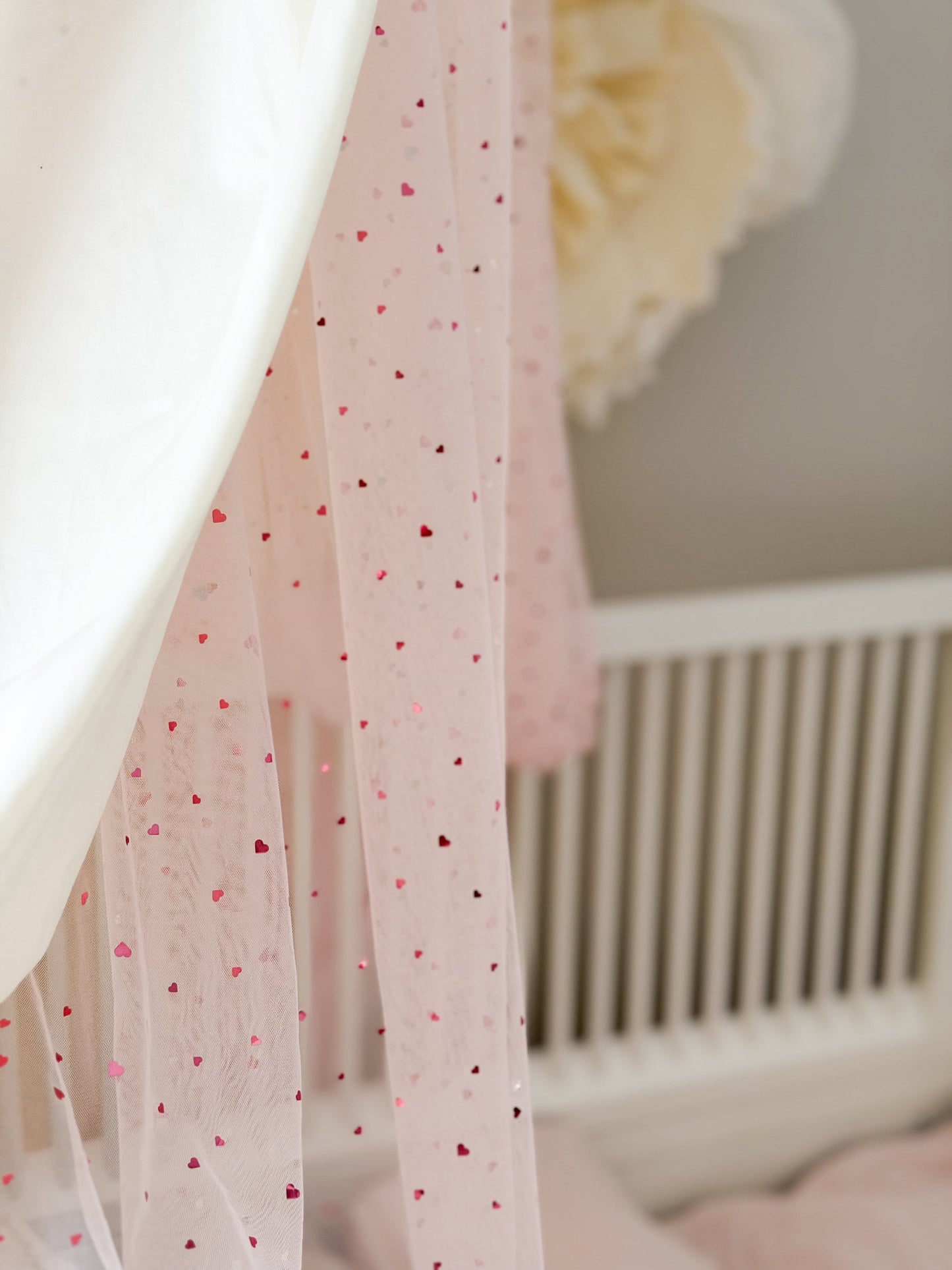 MINICAMP Kids Bed Canopy with Tulle & Tassels in Cream