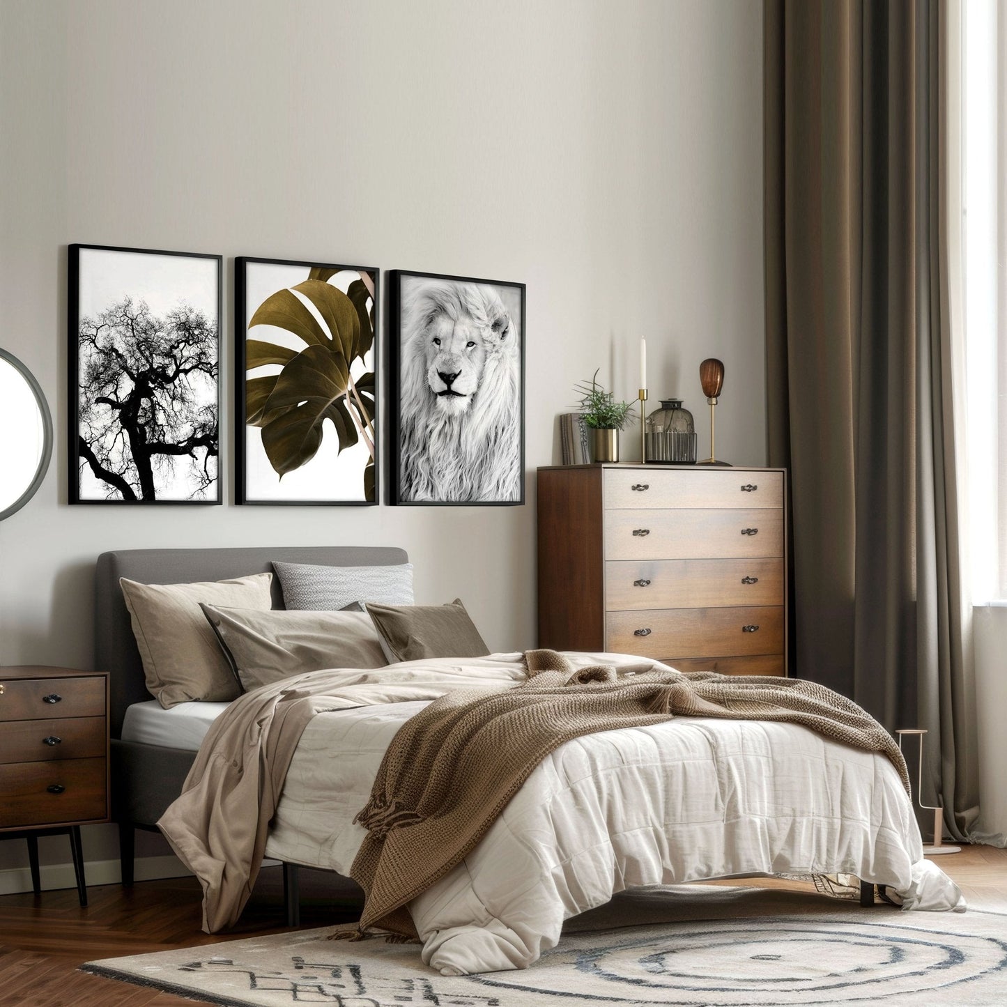Bedroom Art Work decor | Set of 3 Wildlife Wall art Prints