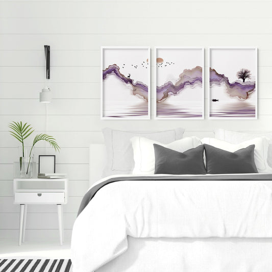 Bedroom pictures for wall | set of 3 art prints