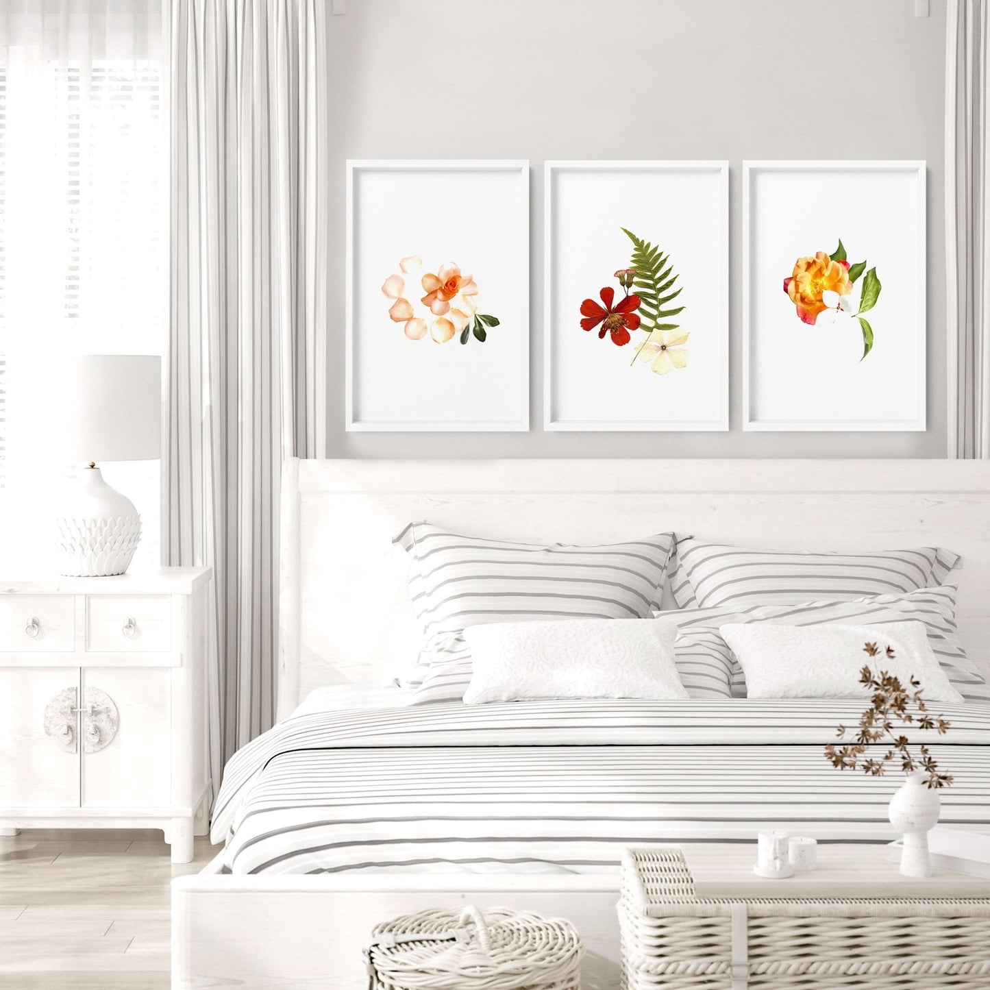 Bedroom pictures for walls | set of 3 framed wall art