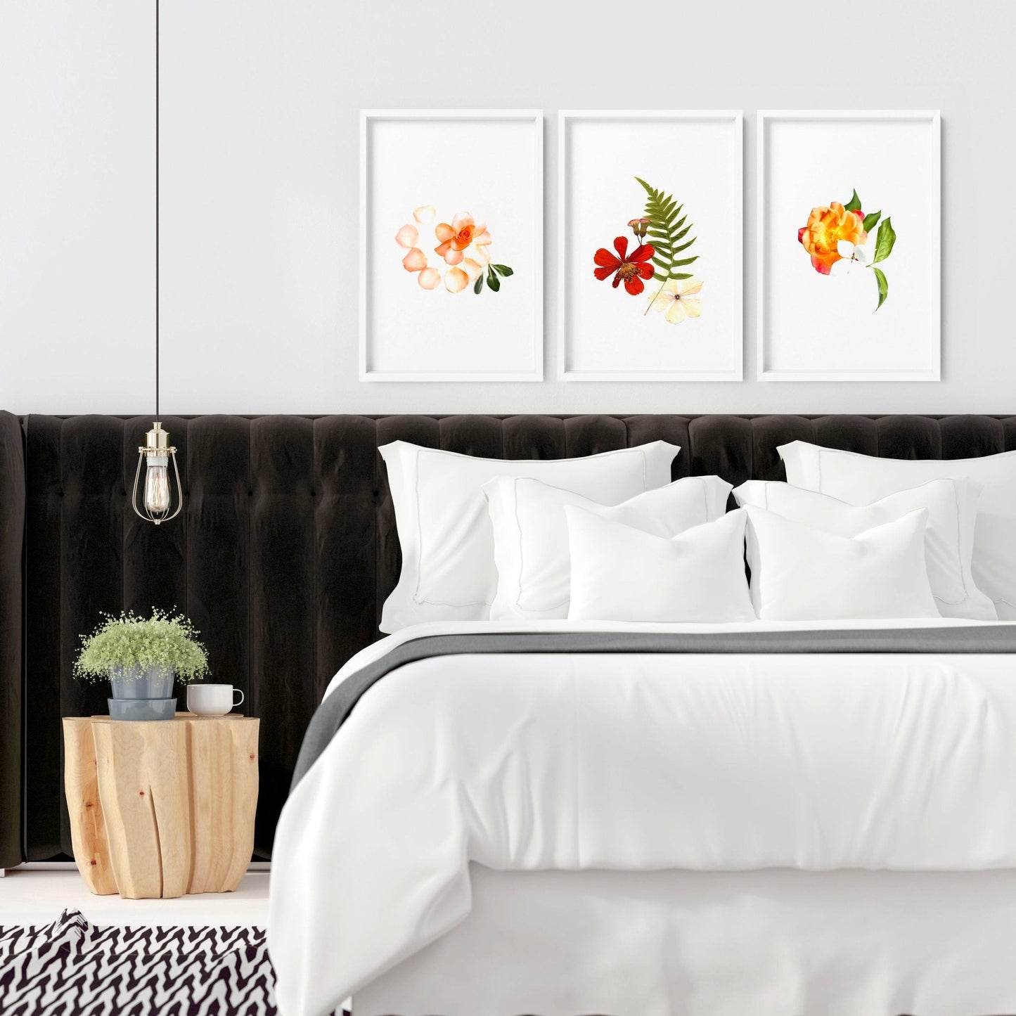 Bedroom pictures for walls | set of 3 framed wall art