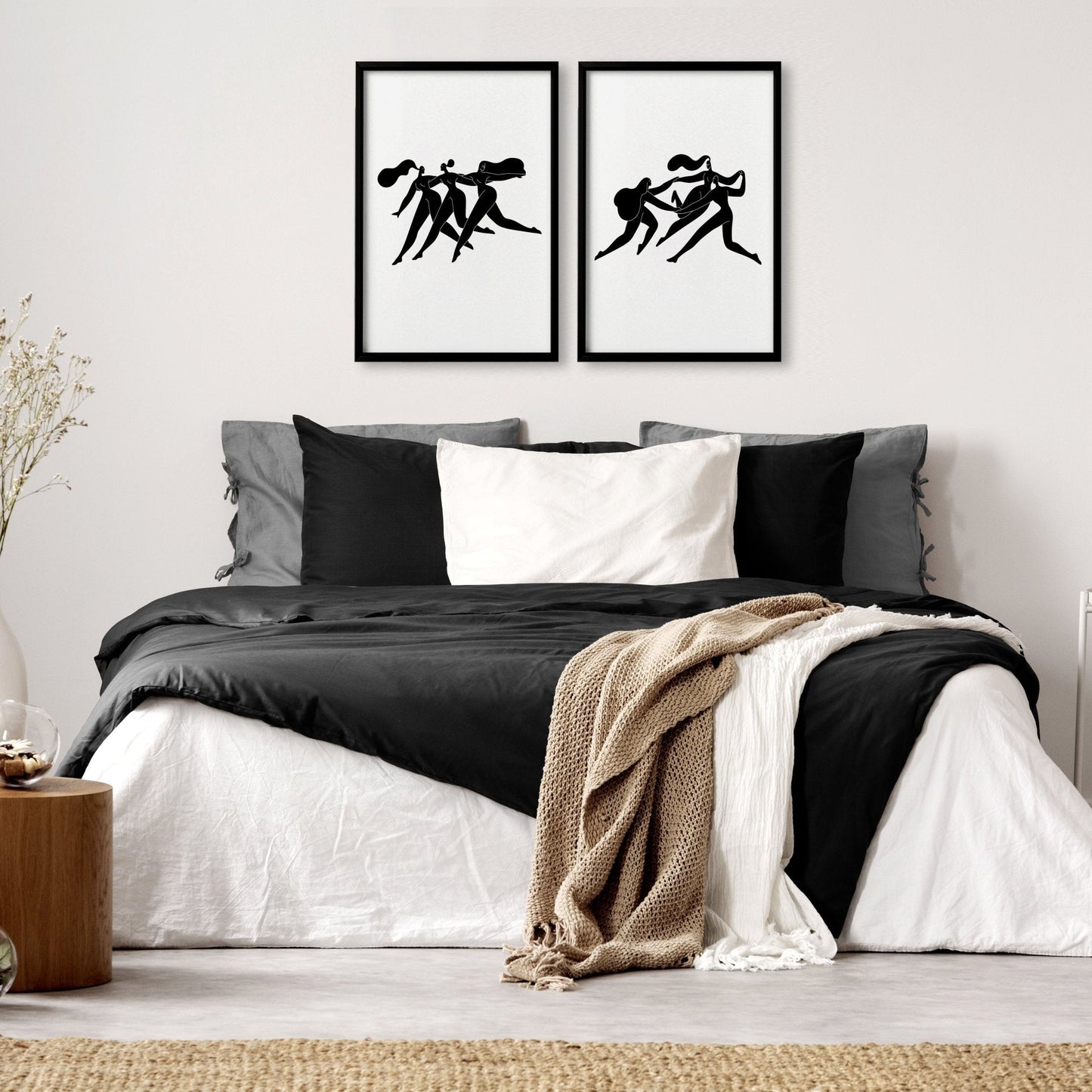 Bedroom Wall Inspiration decor | Set of 2 Minimal Women Wall art Prints