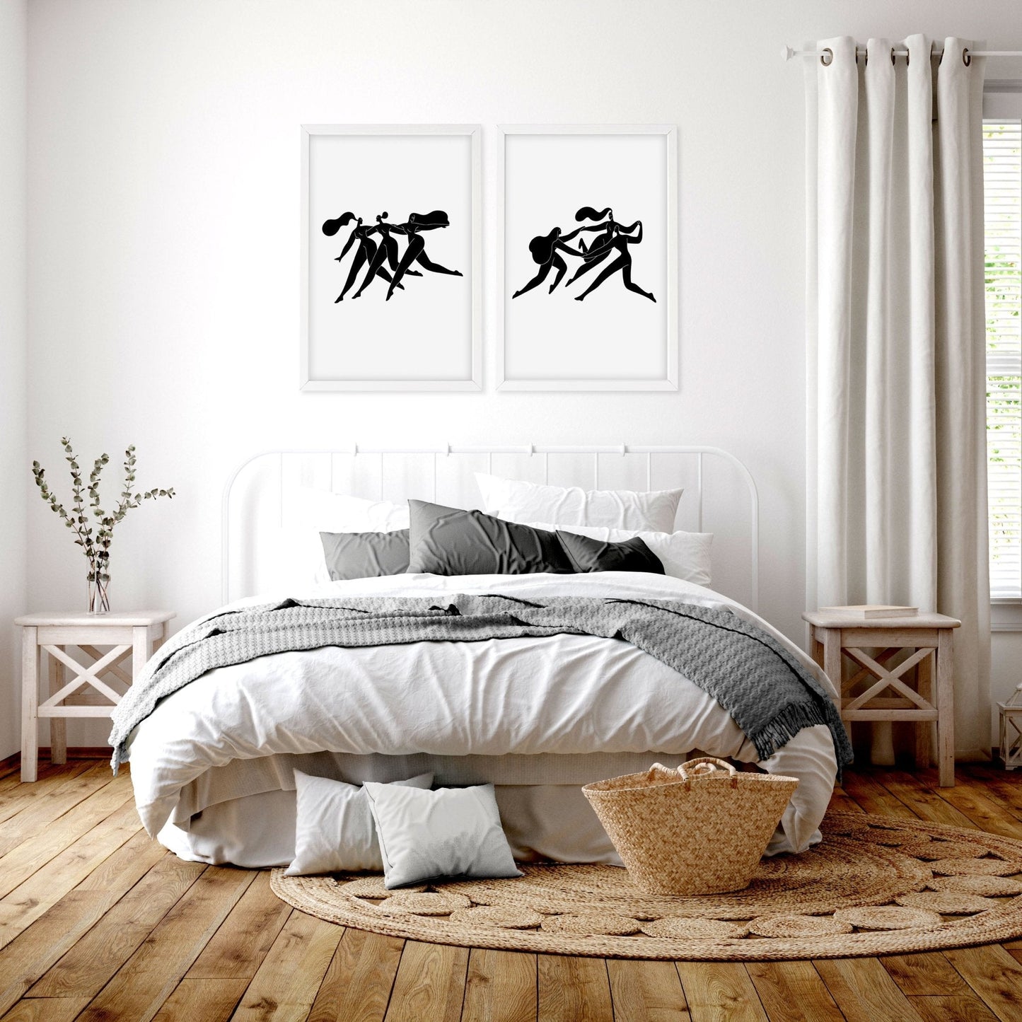 Bedroom Wall Inspiration decor | Set of 2 Minimal Women Wall art Prints