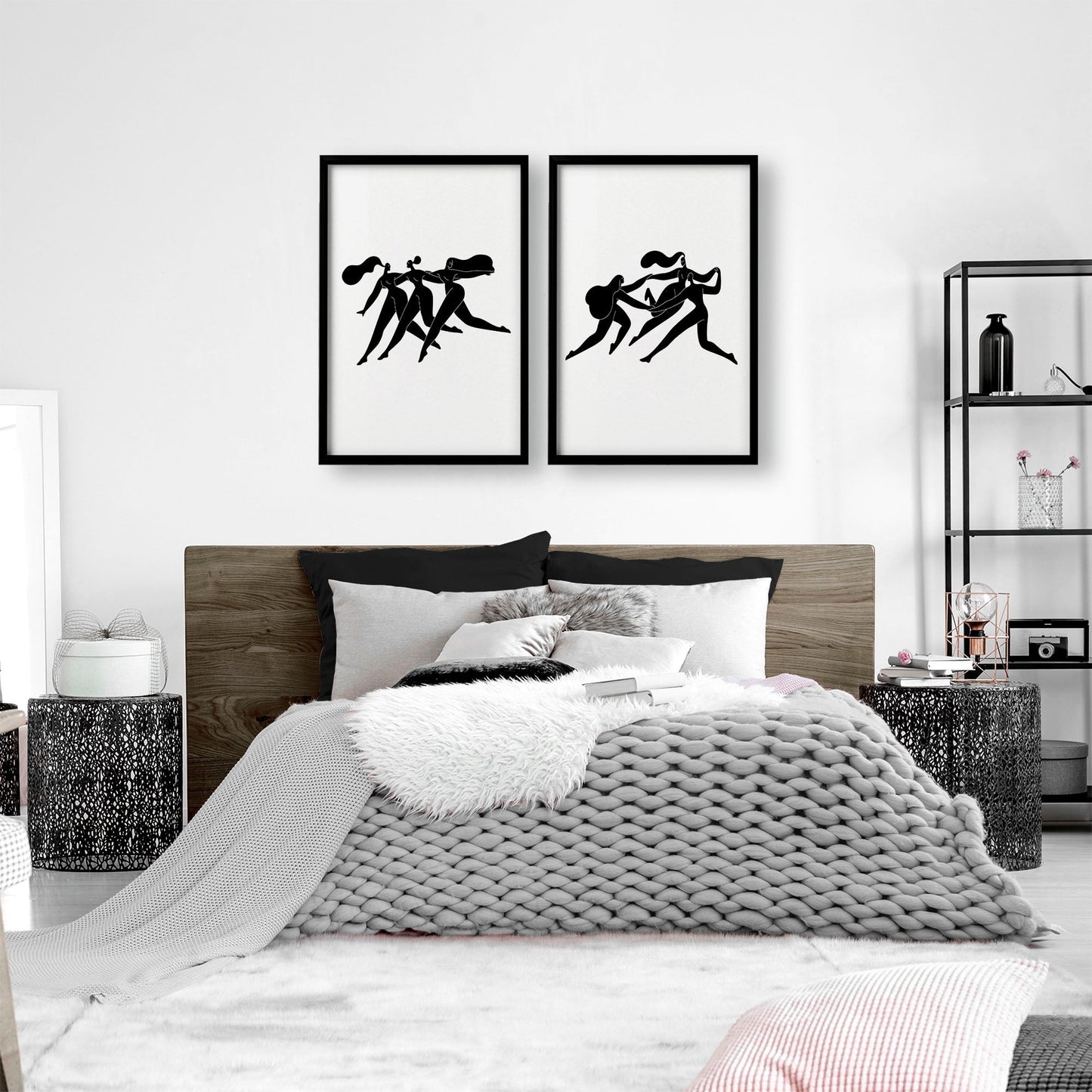Bedroom Wall Inspiration decor | Set of 2 Minimal Women Wall art Prints