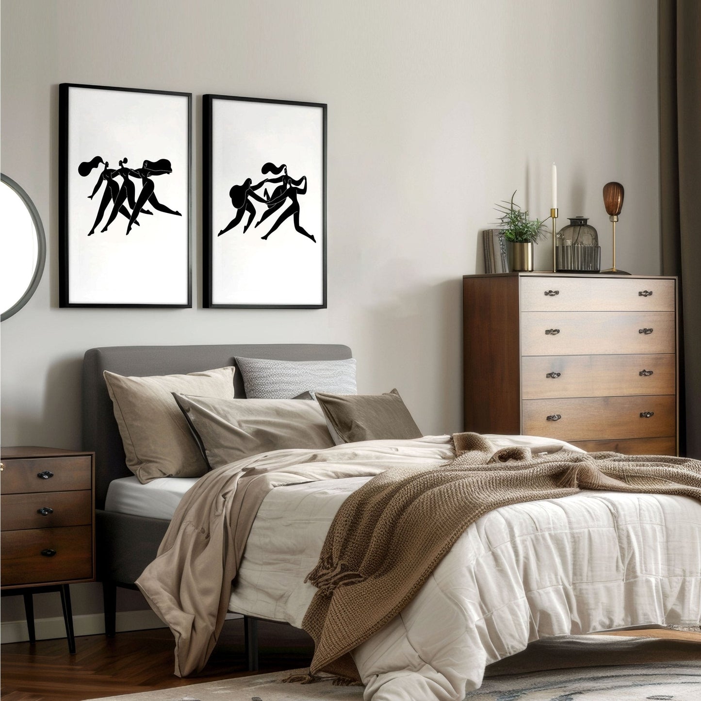 Bedroom Wall Inspiration decor | Set of 2 Minimal Women Wall art Prints