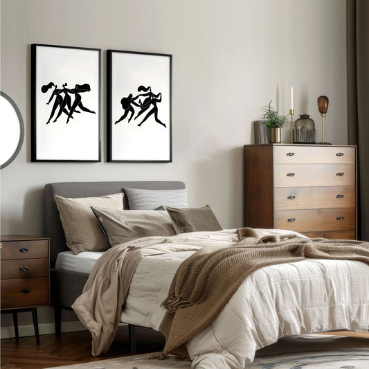 Bedroom Wall Inspiration decor | Set of 2 Minimal Women Wall art Prints