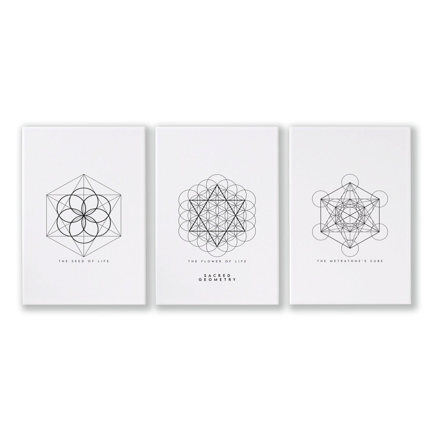 Bedrooms Black And White | Set of 3 Sacred Geometry Wall art Prints