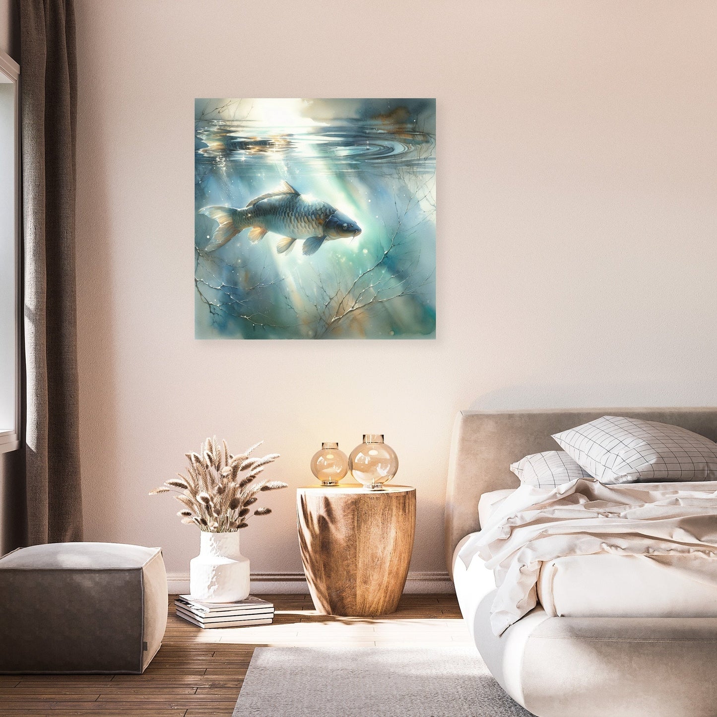 Solitary Carp Reflections Canvas