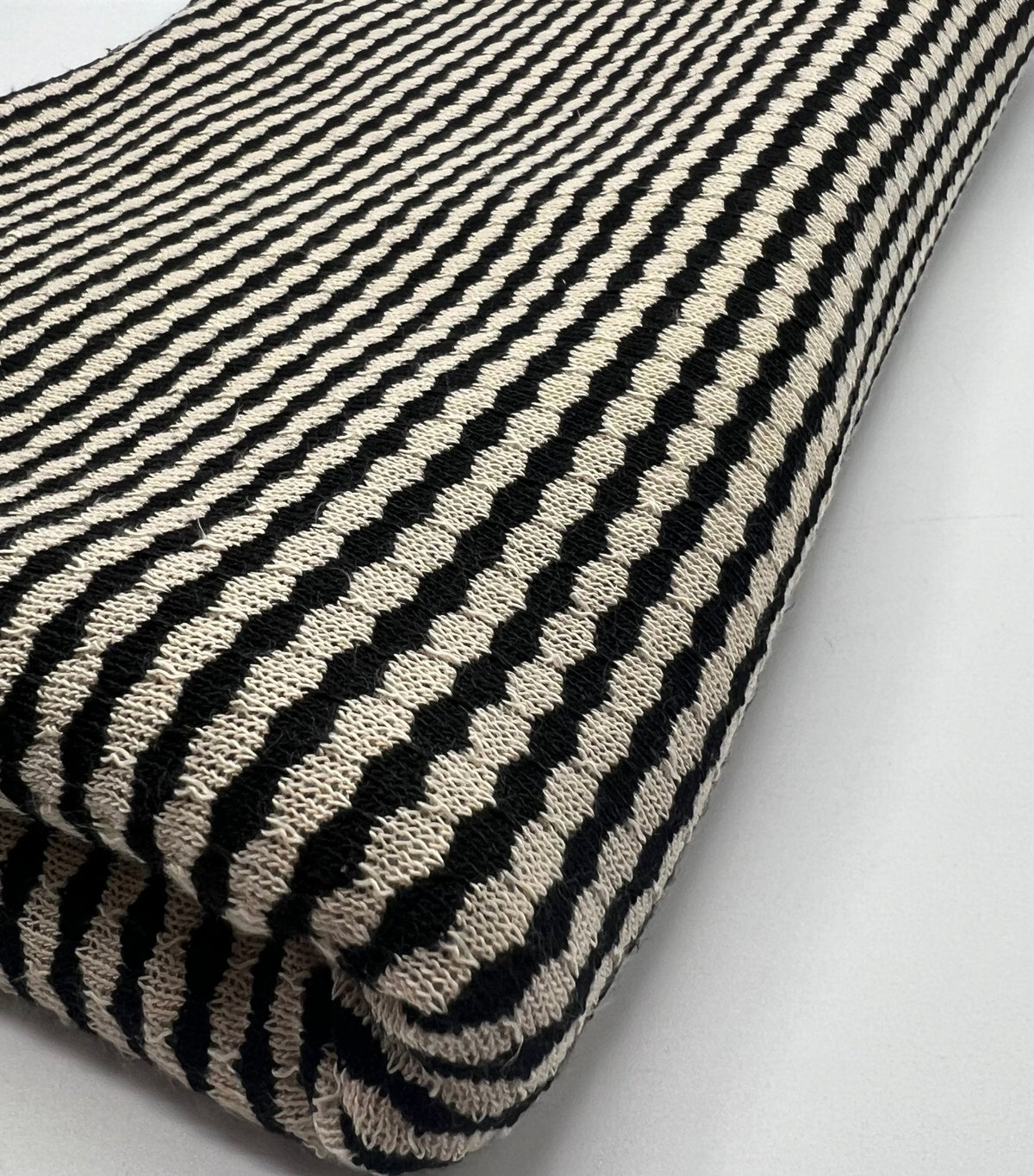 Beige Black Stripe Knitted 2 Way Stretch Fabric