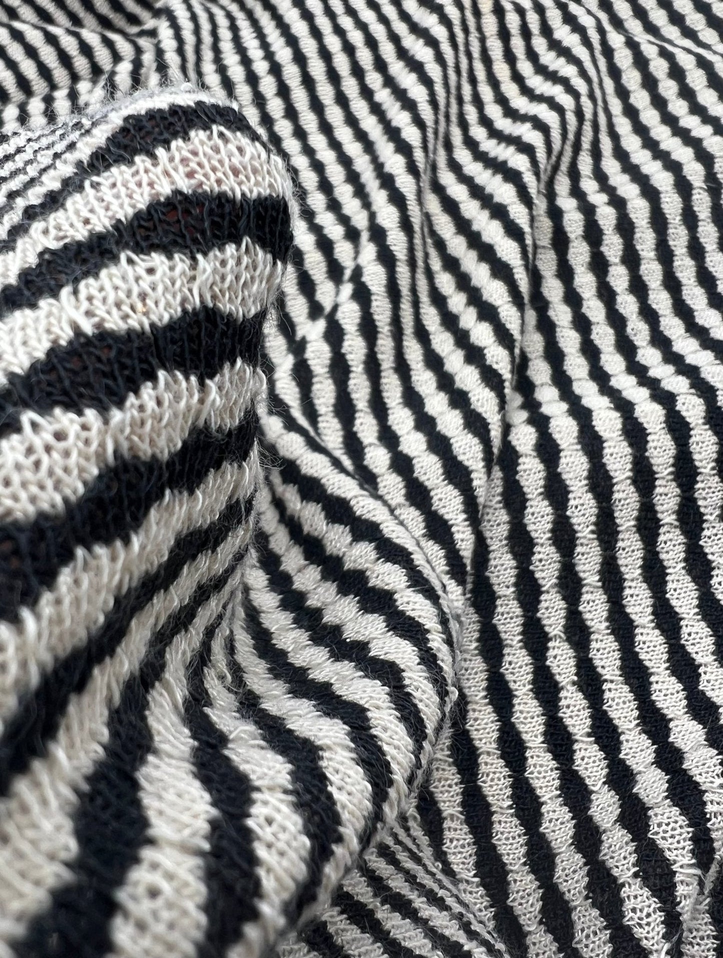 Beige Black Stripe Knitted 2 Way Stretch Fabric