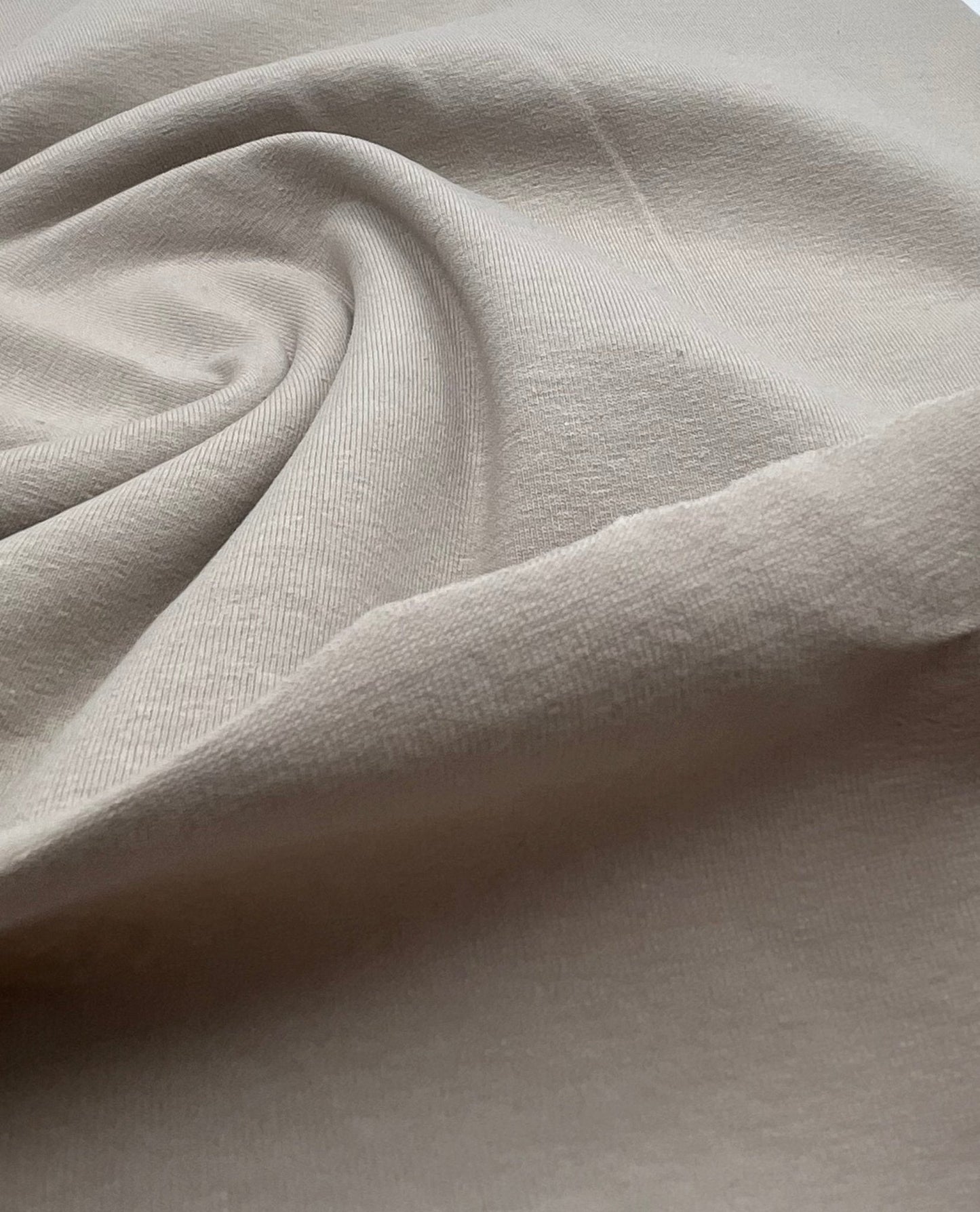 Beige Cotton Stretch Jersey 200 GSM 95/5 Lycra 4 Way Stretch