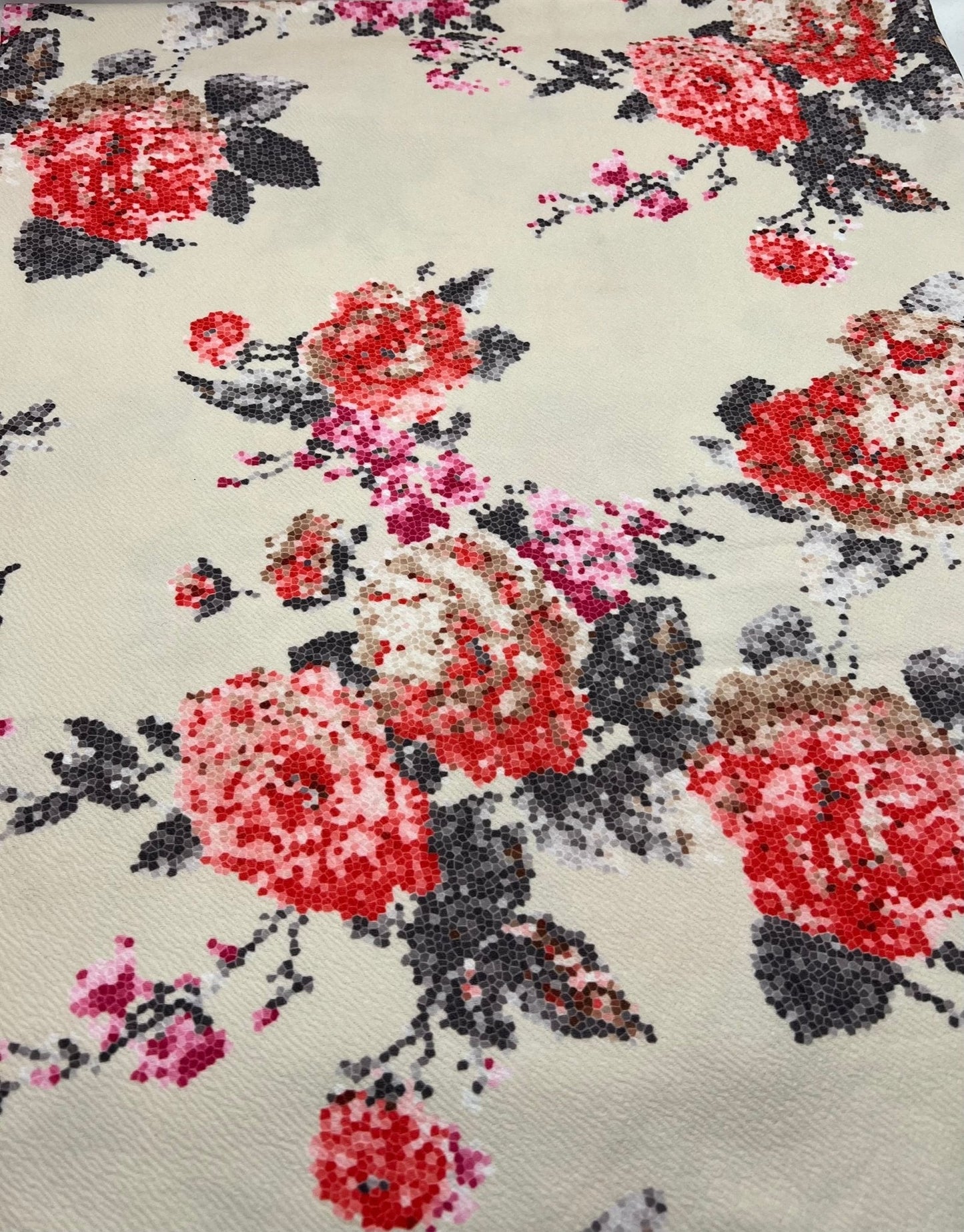 Beige Floral Print Liverpool Bullet Stretch Fabric