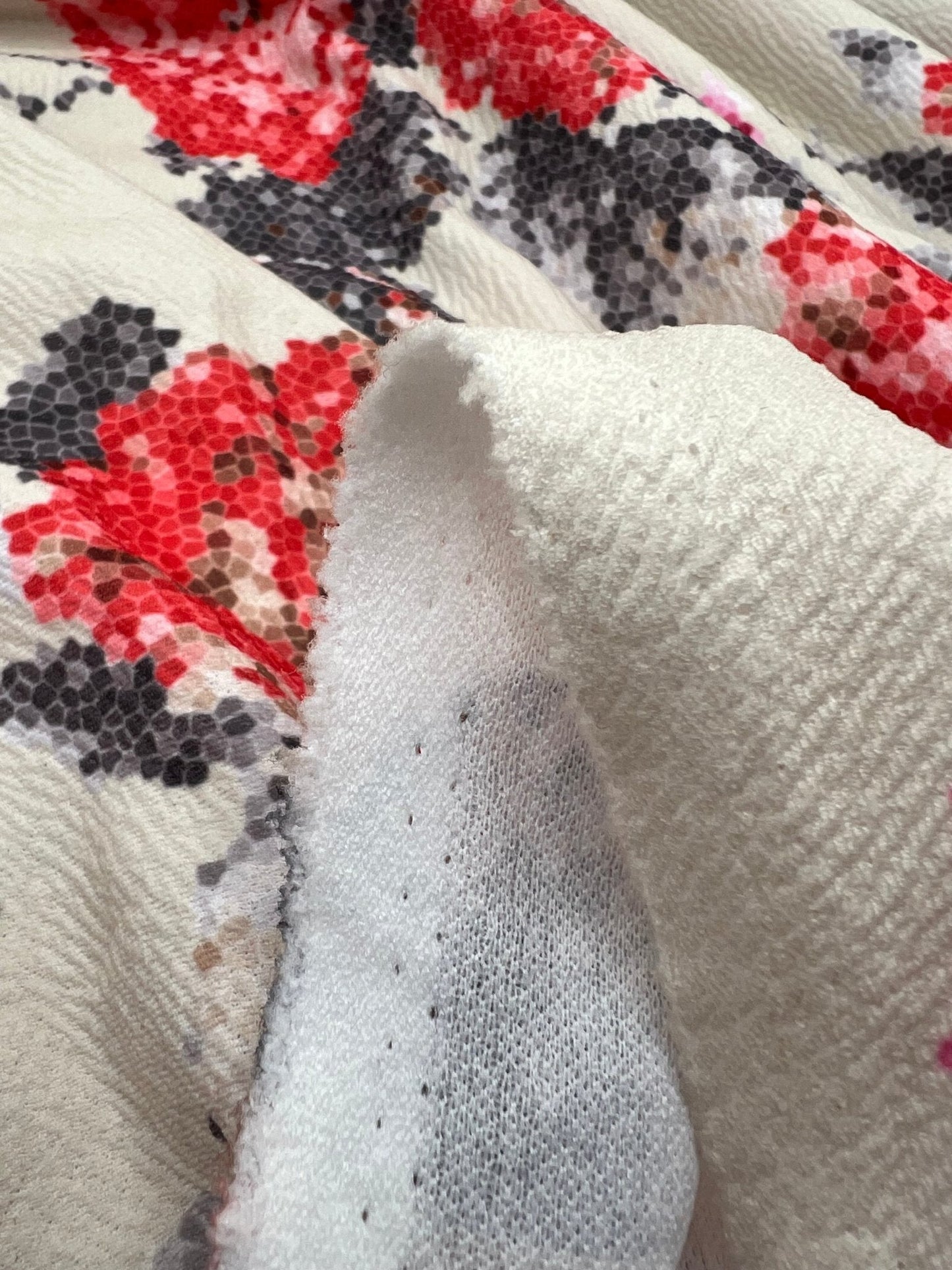 Beige Floral Print Liverpool Bullet Stretch Fabric
