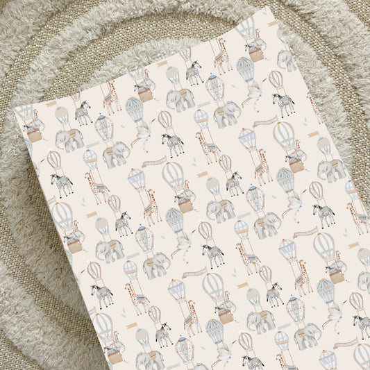 Anti-Roll Wedge Baby Changing Mat - Beige Hot Air Balloons Print