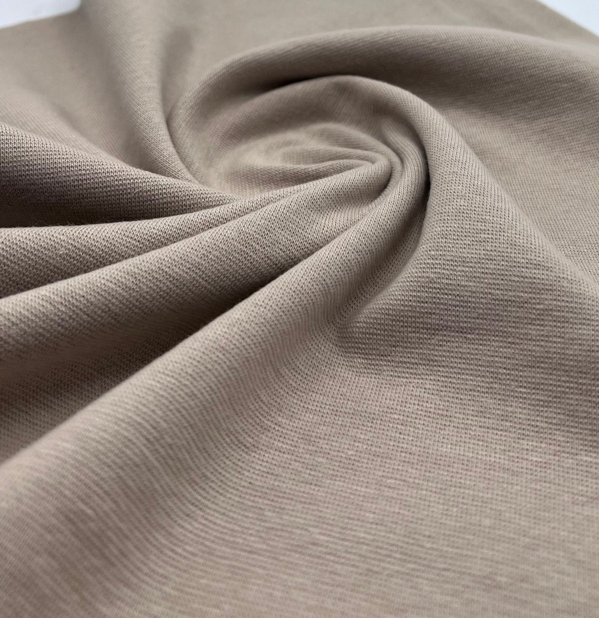 Beige Jersey Cuffing Ribbing Fabric 270 GSM Cotton Knit 70cm Wide