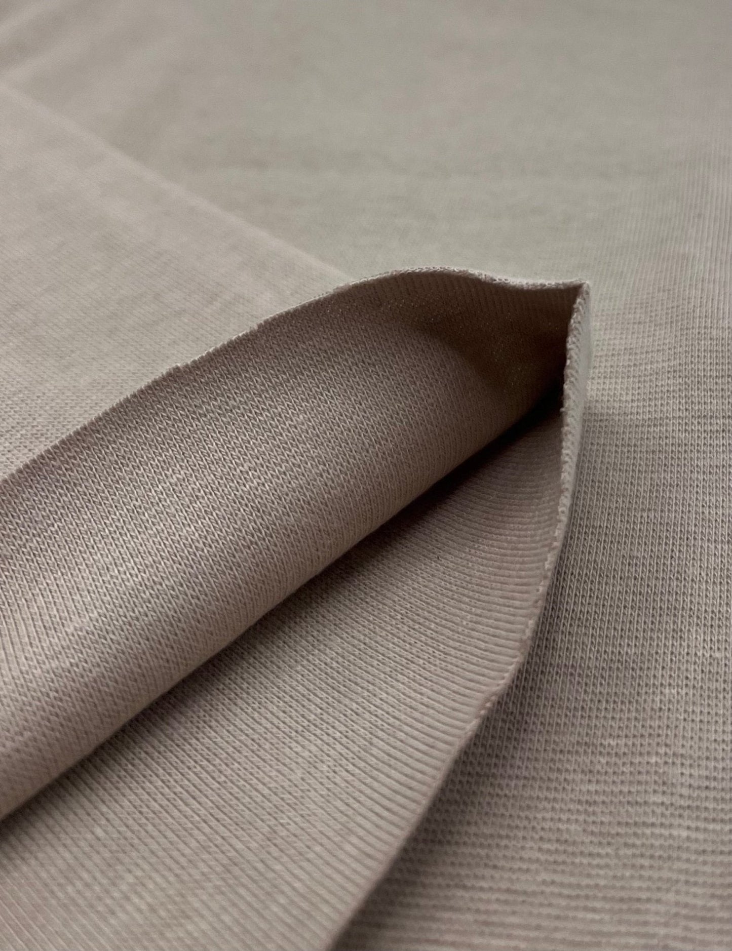 Beige Jersey Cuffing Ribbing Fabric 270 GSM Cotton Knit 70cm Wide